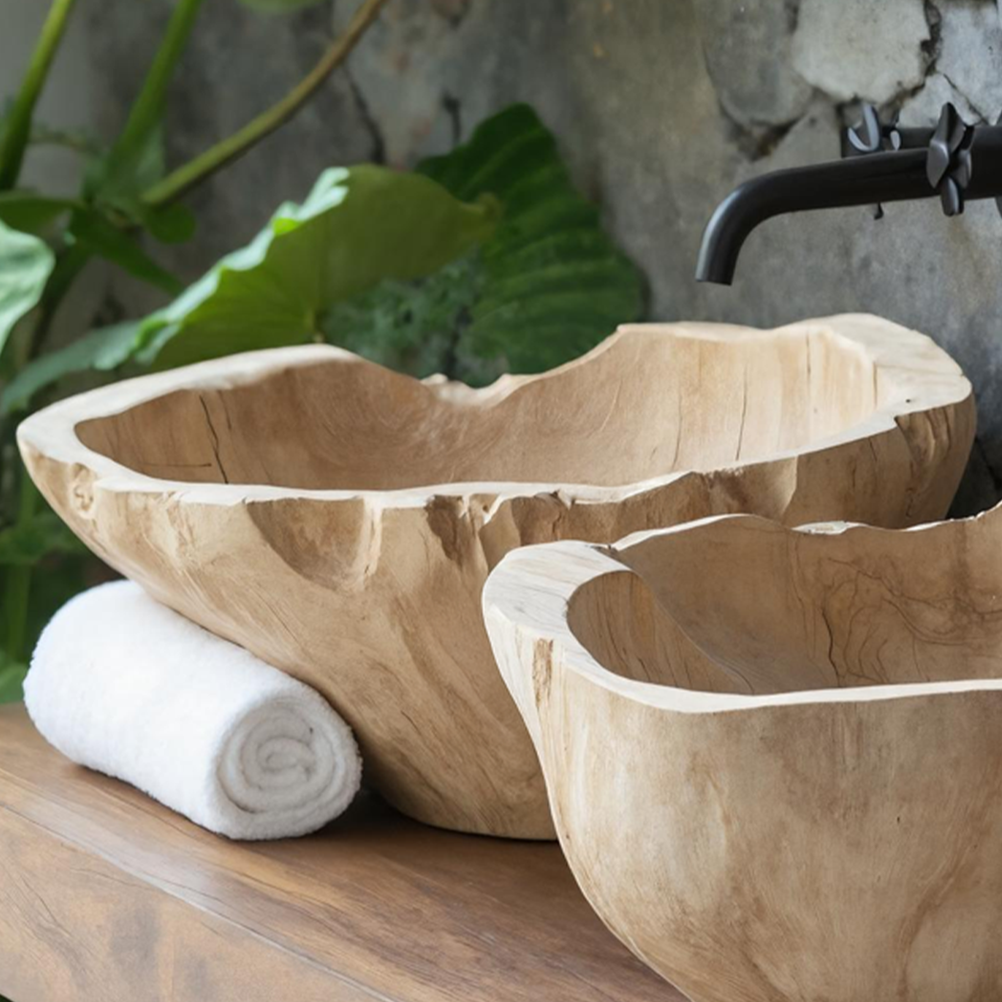 Handcrafted Solid Wood Sink For Personalized Bathroom SILDTTNVS019