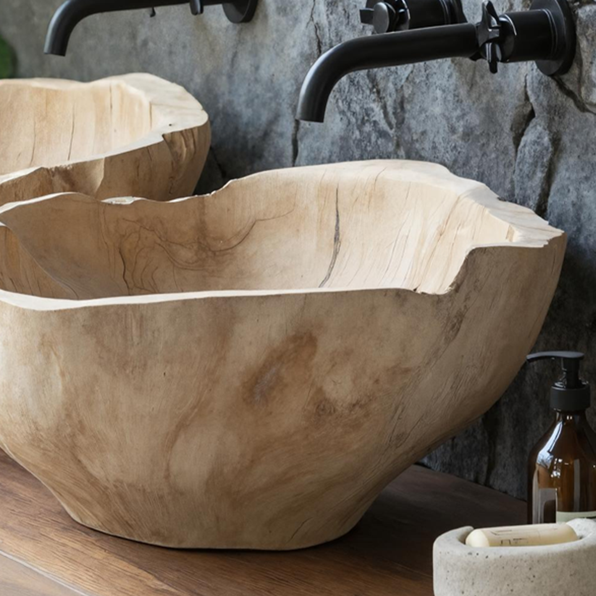 Handcrafted Solid Wood Sink For Personalized Bathroom SILDTTNVS019