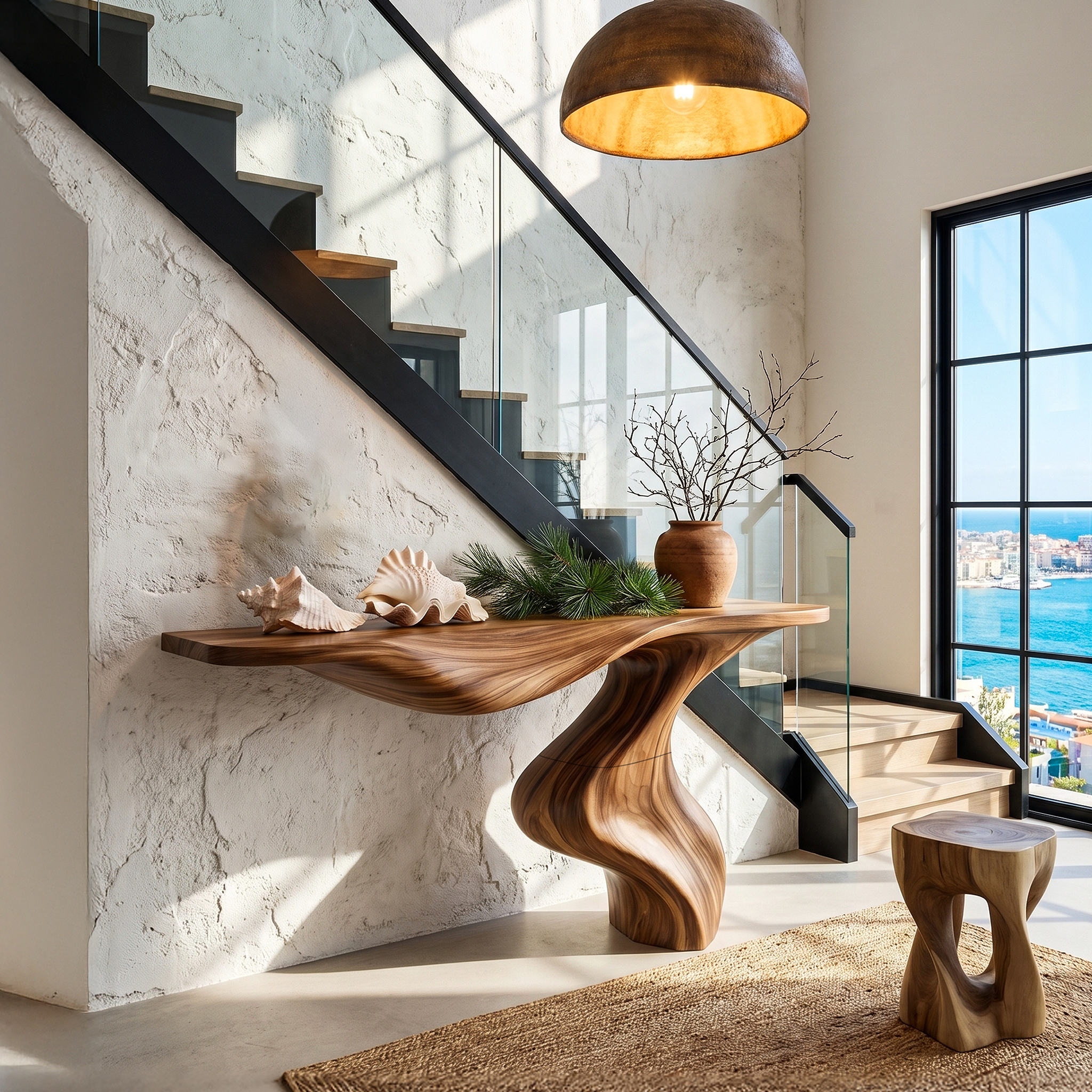 Modern Console Table With Statement Sculptural Base For Living Room SINLHACS664