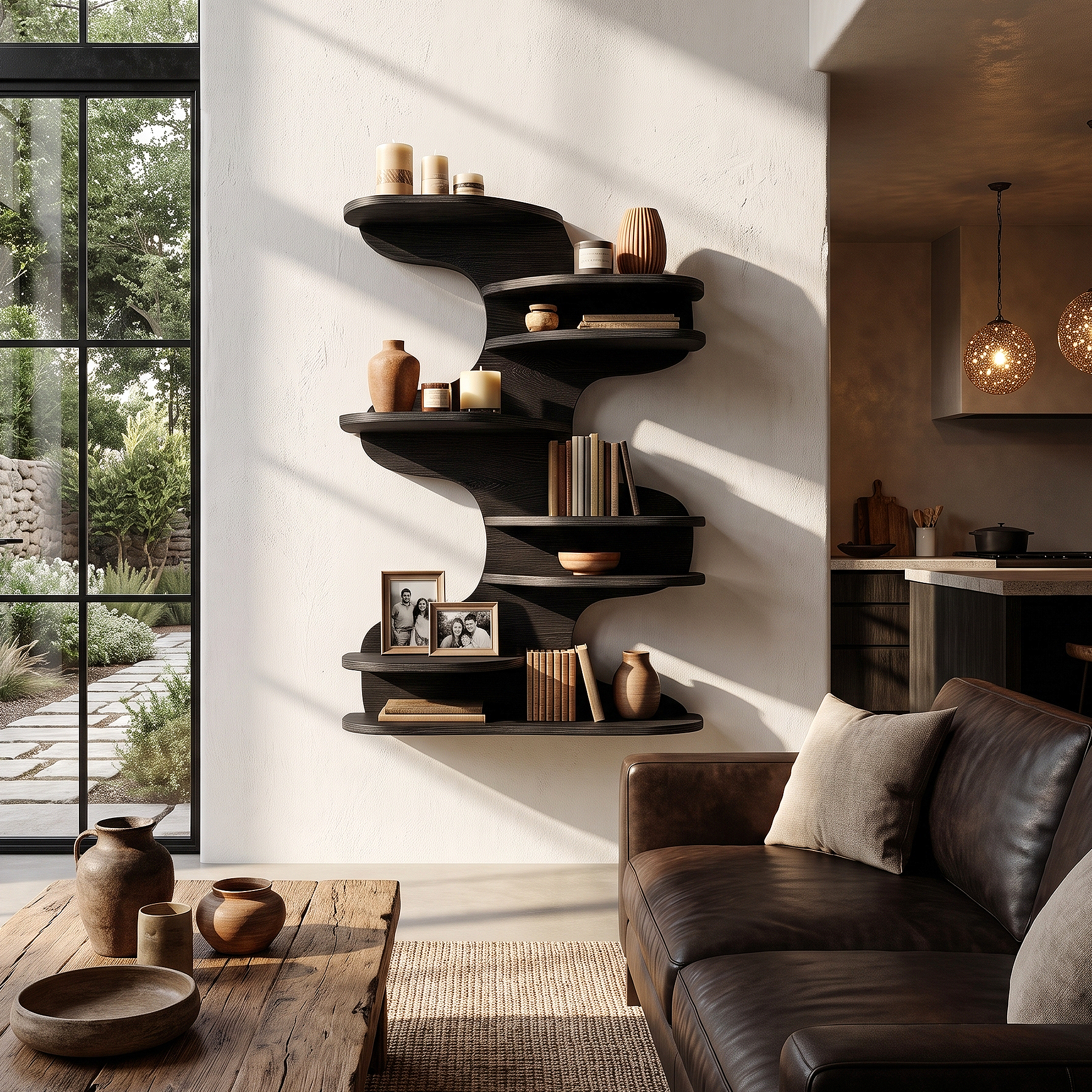 Modern Floating Shelf With Nature Inspired Tree Branch Form For Living Room SINLHAFL563