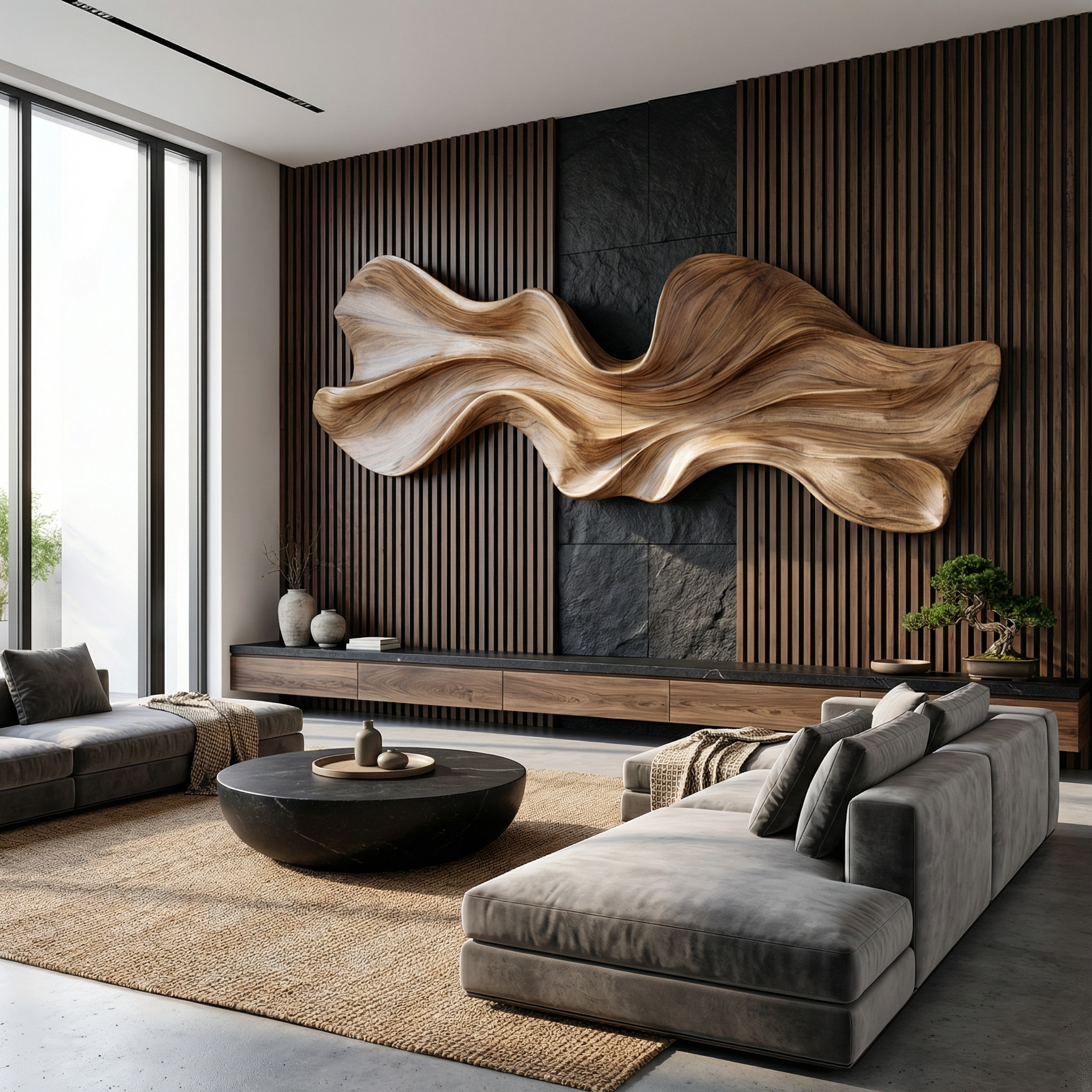 Modern Sculptural Wood Wall Decor For Living Room And Office Space SINLHAWD062