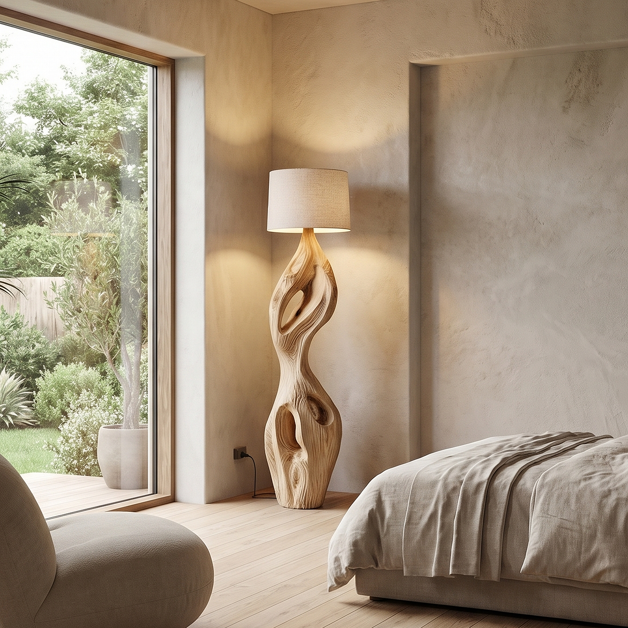 Organic Twisted Floor Lamp Sculptural Double Curve Design Living Room And Bedroom SINLHAFLP067
