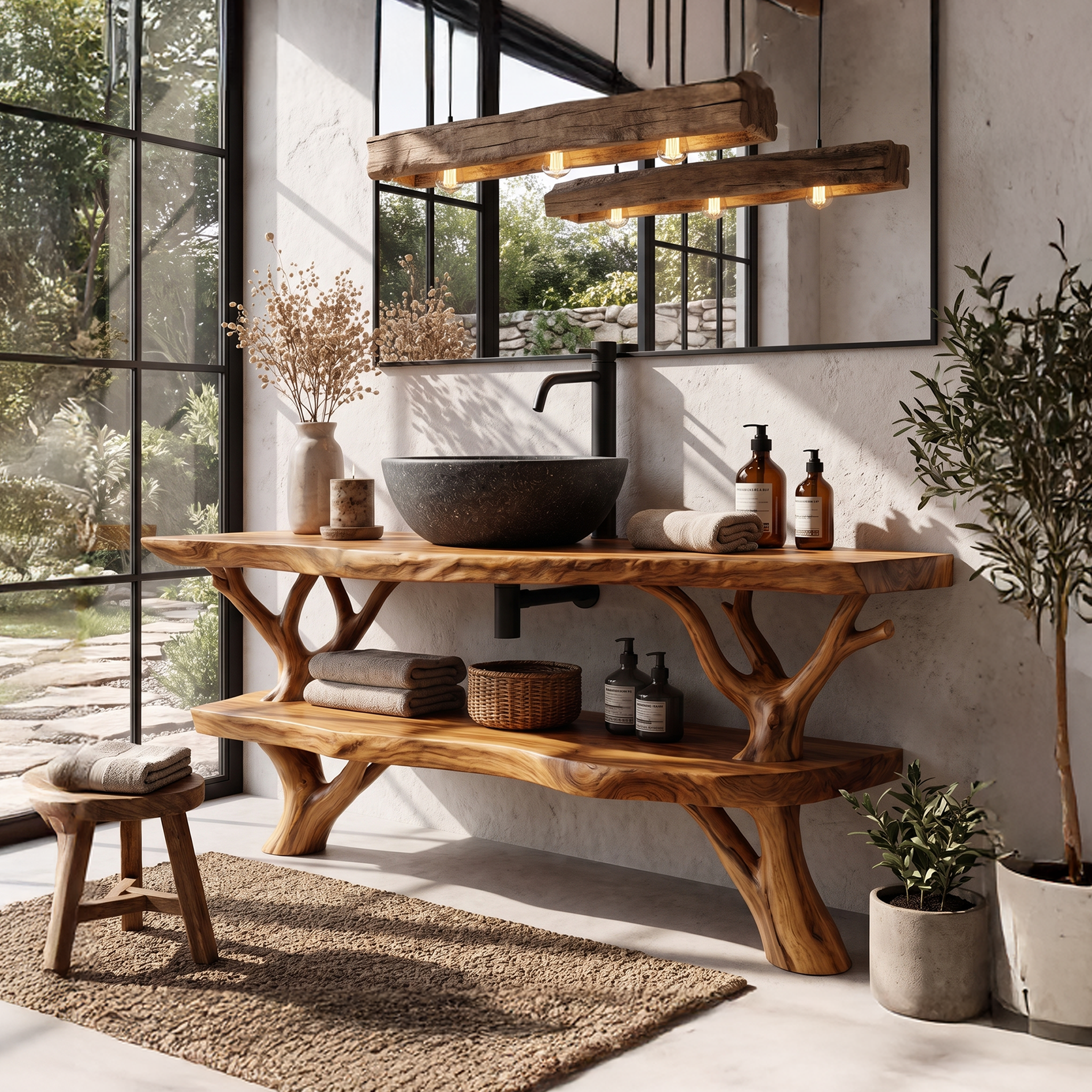 Natural Branch Bathroom Vanity Freestanding Sink Console SINLHABRV329