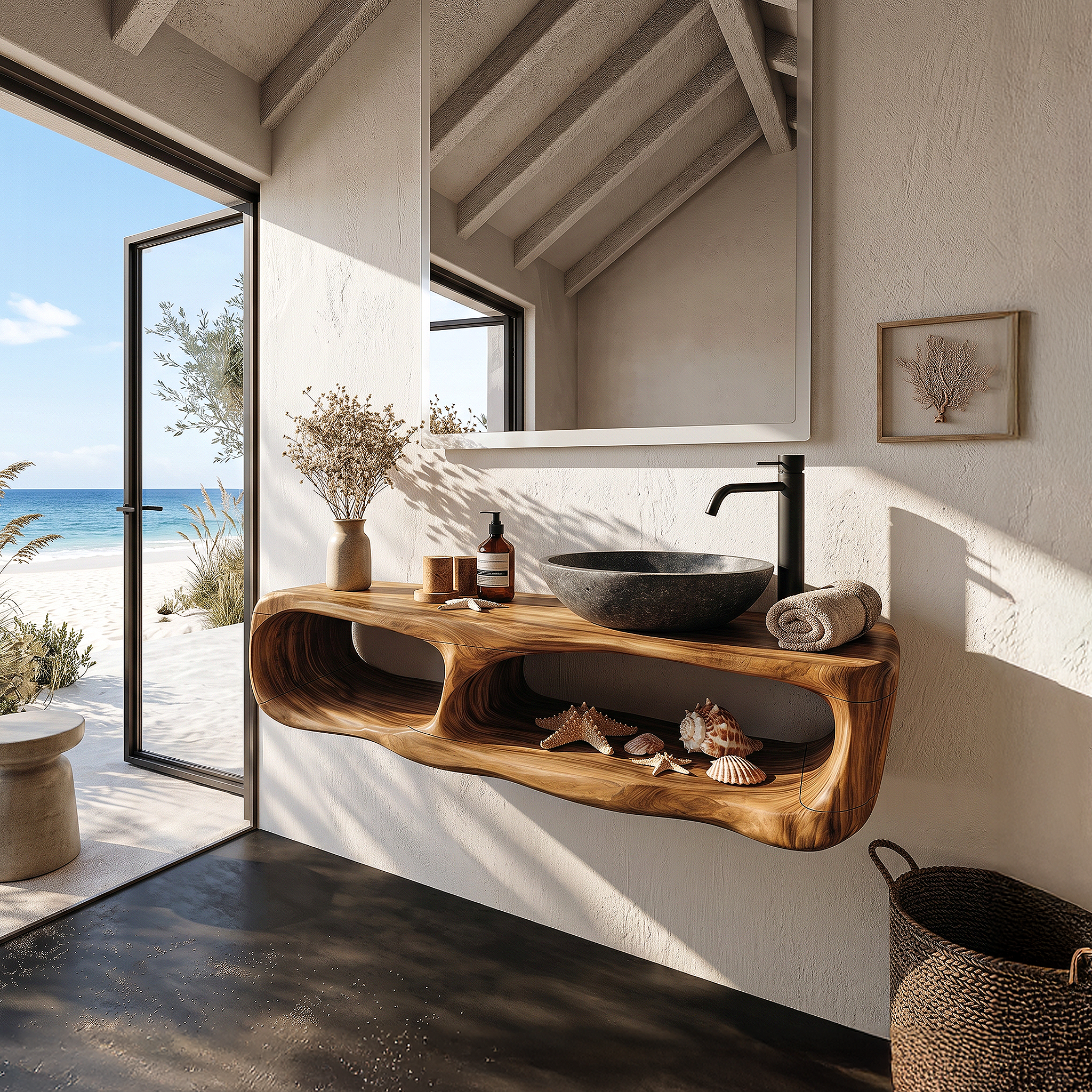 Coastal Organic Bathroom Vanity Wall Mounted Sink Console SINLHABRV331
