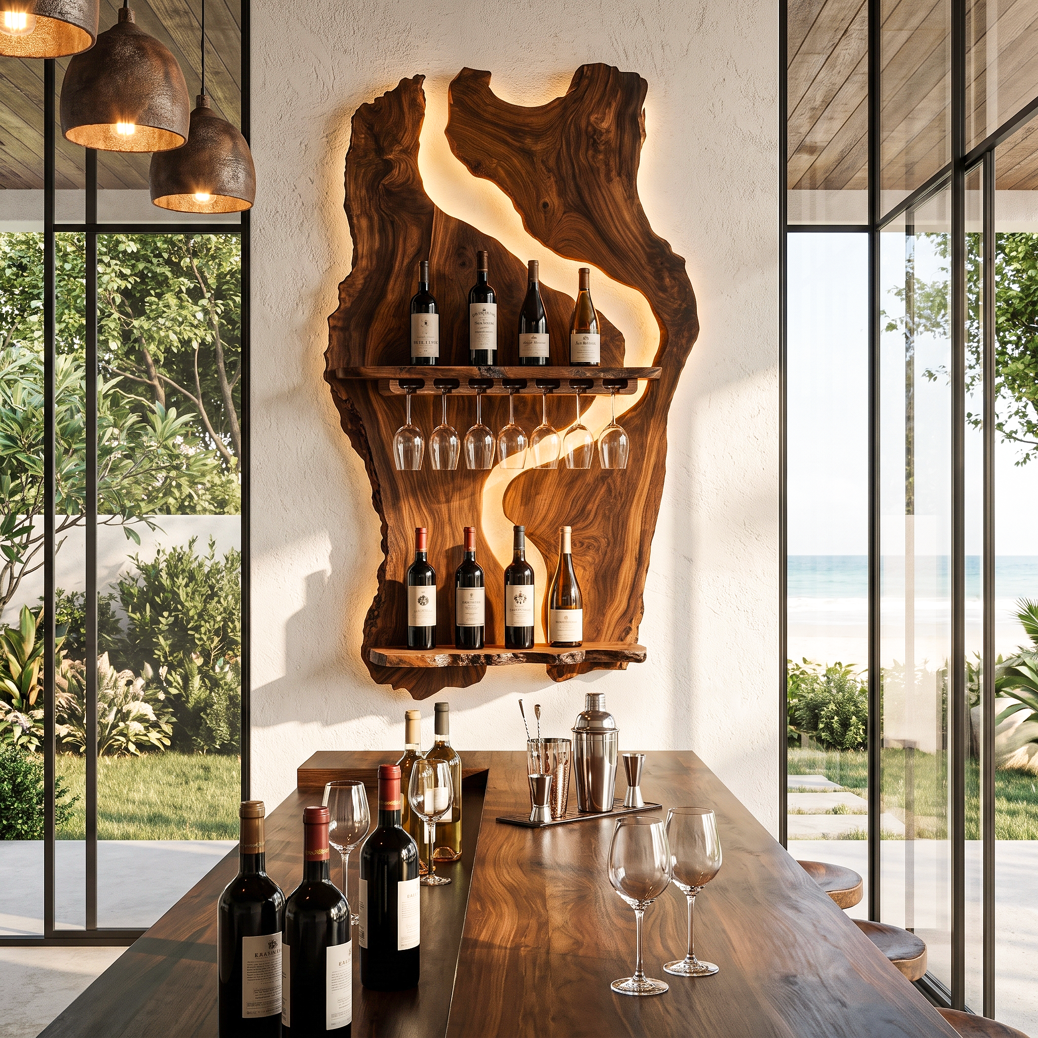 Sculptural Wall Mounted Wine Holder For Dining Room And Home Bar SINLHAWH038