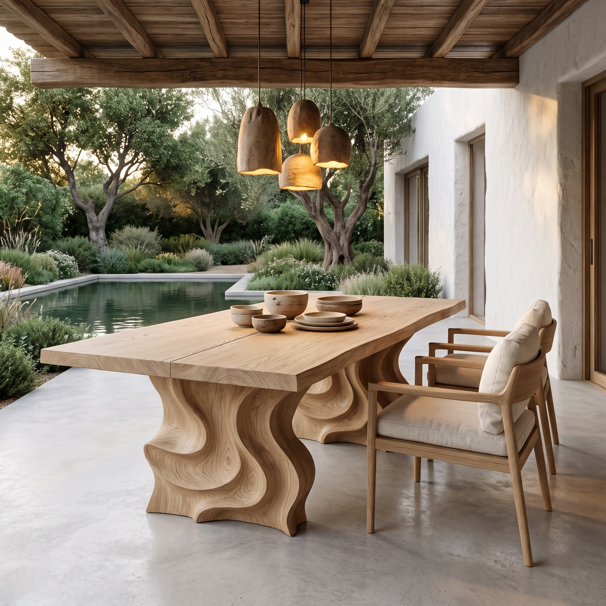 Modern Dining Table With Flowing Loop Design For Dining Room And Kitchen SINLHADN213
