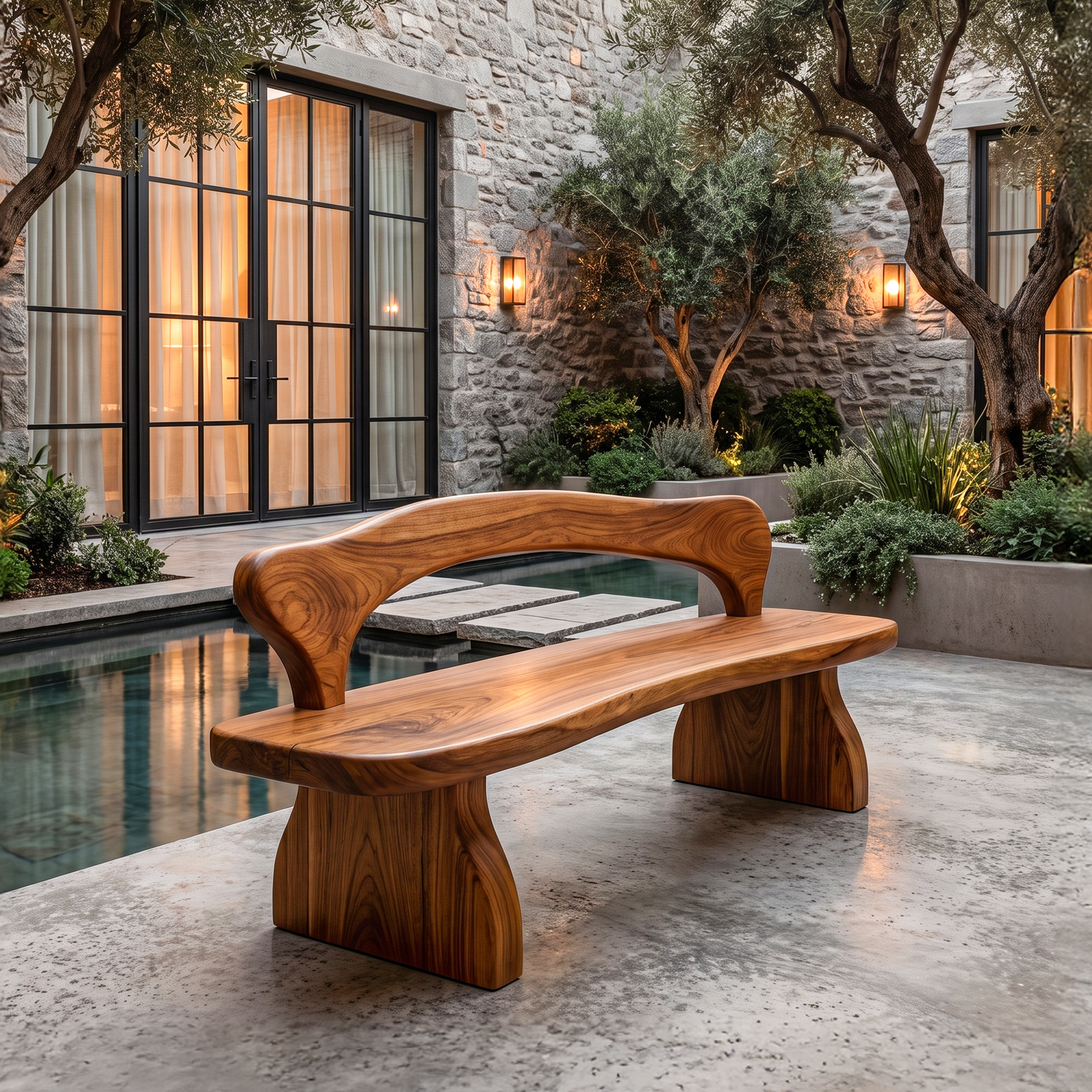 Organic Live Edge Bench Wooden Outdoor Seating For Patio SINLHABEN132