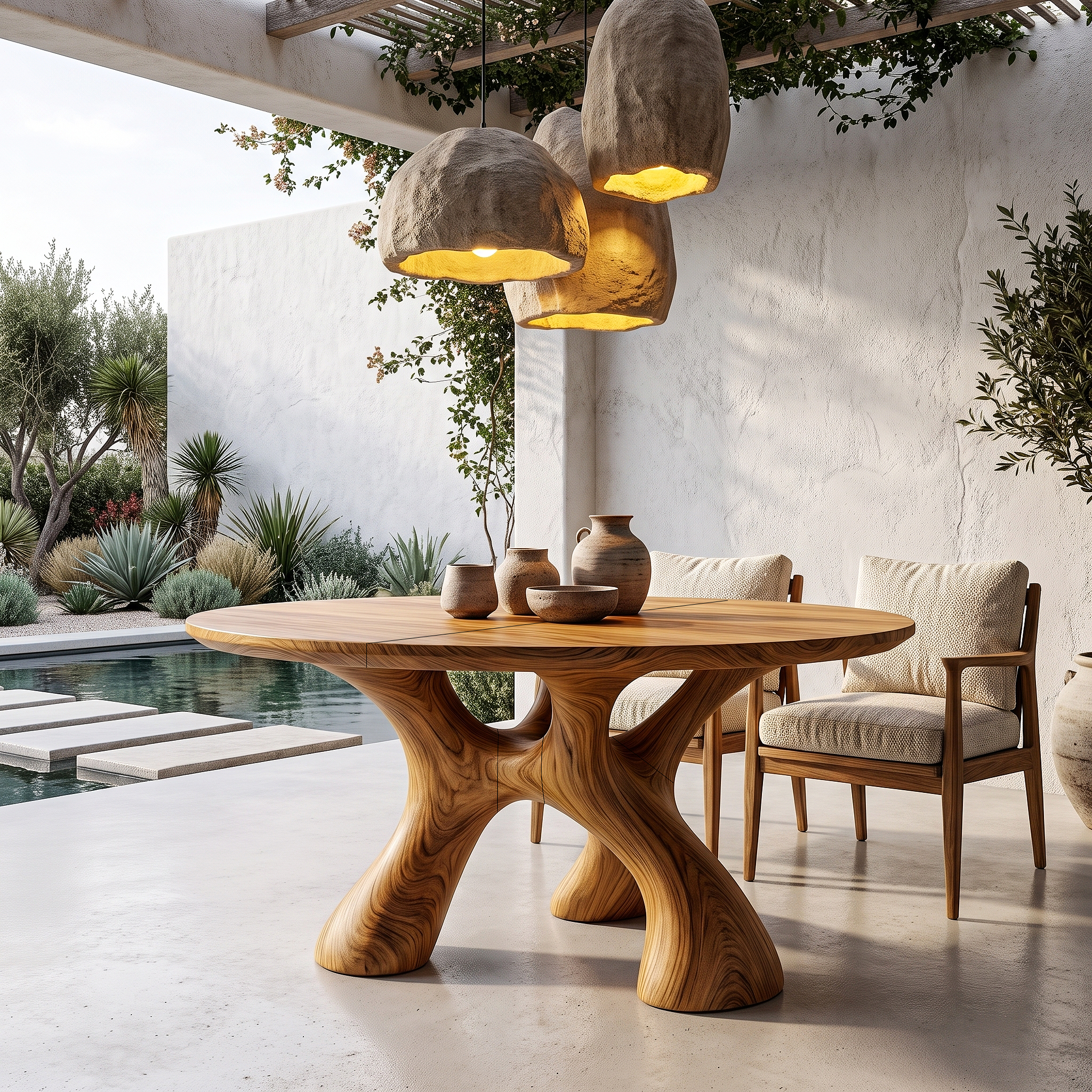 Organic Round Dining Table With Sculptural Infinity Design For Dining Room And Kitchen SINLHADN216