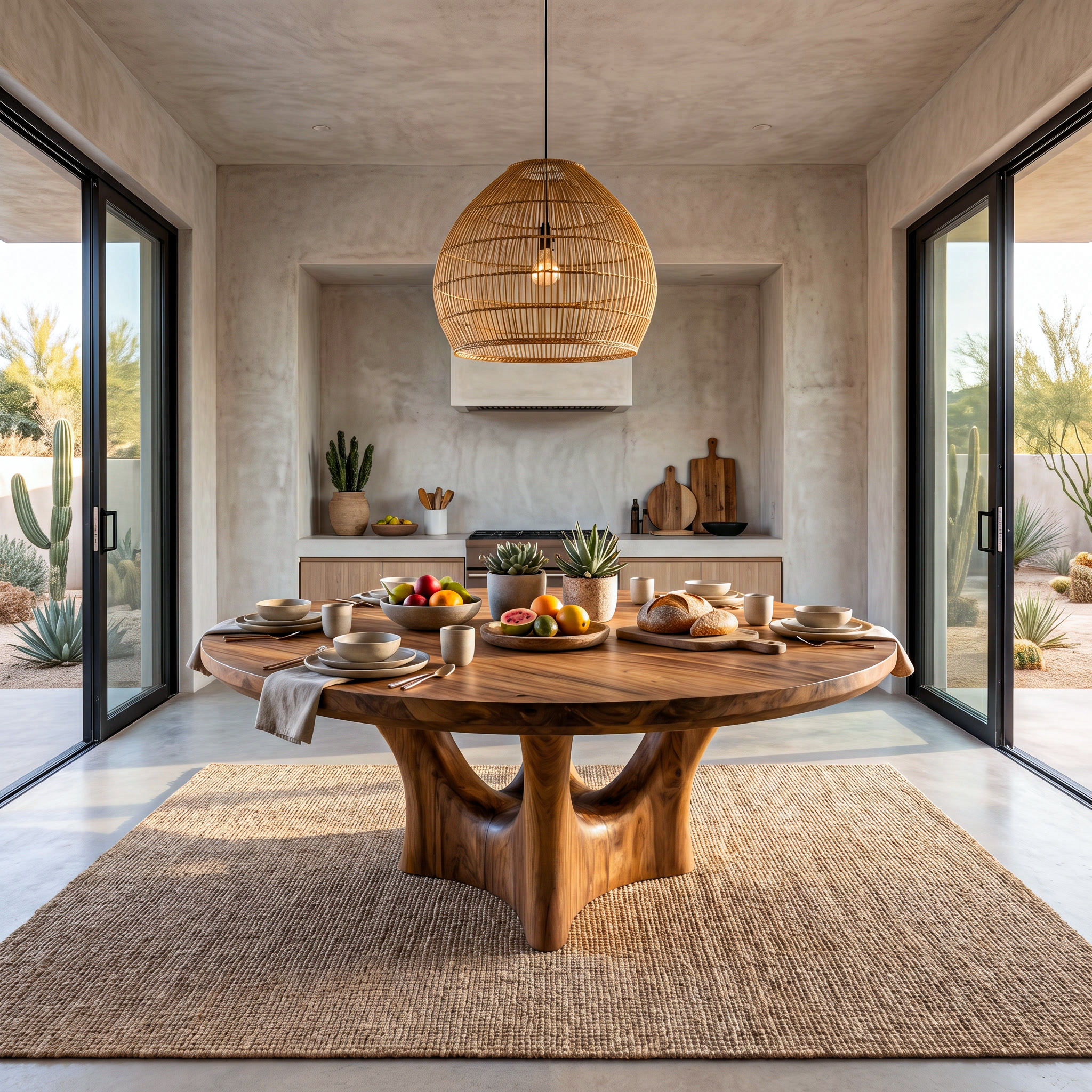 Contemporary Round Dining Table With Smooth Curved Base For Dining Room SINLHADT182