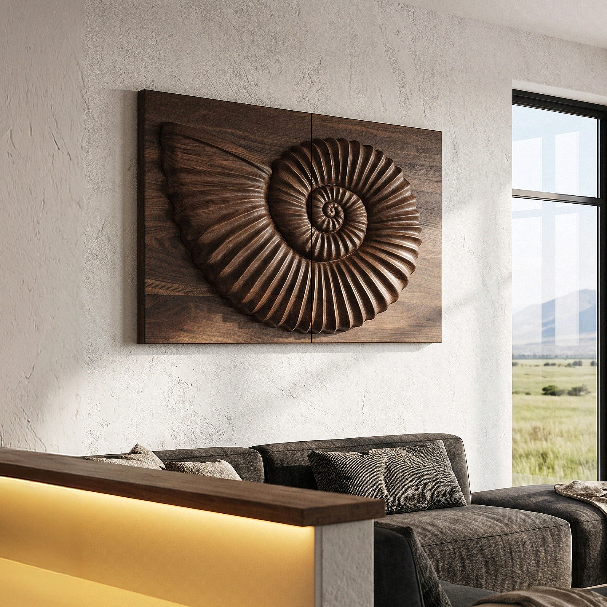 Modern Ammonite Fossil Decorative Wall Panel For Living Room SINLHAWA137