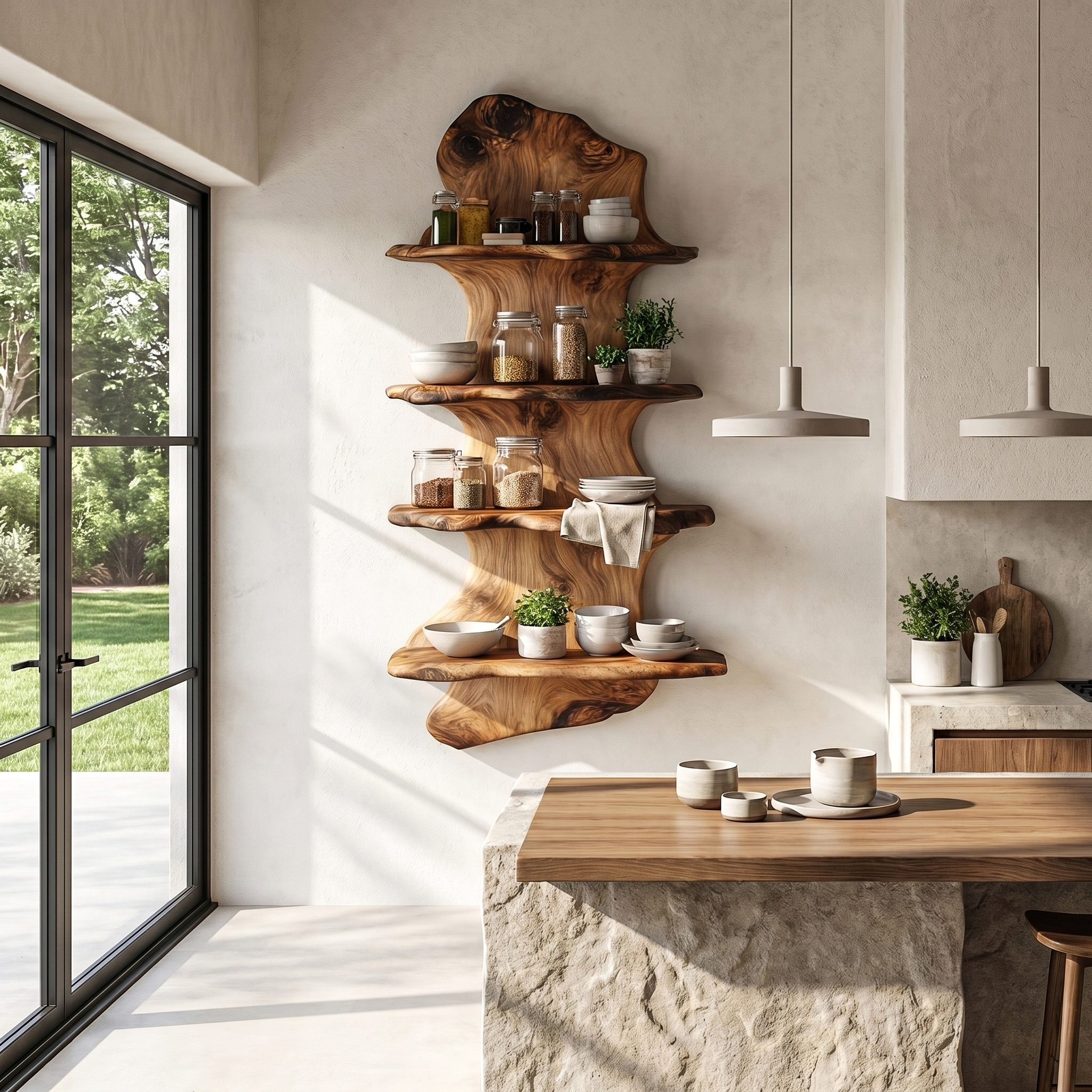 Handcrafted Floating Shelf Sculptural Tree Design For Home Decor SINLHAFL552