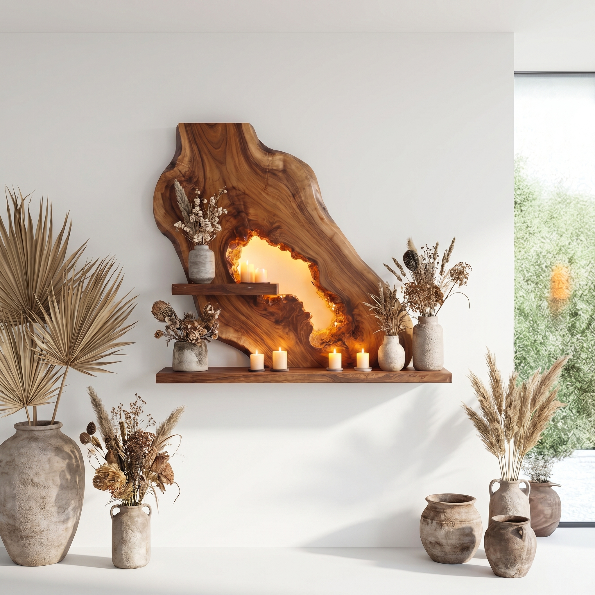 Sculptural Floating Wall Shelf For Living Room And Entryway SINLHAFL529