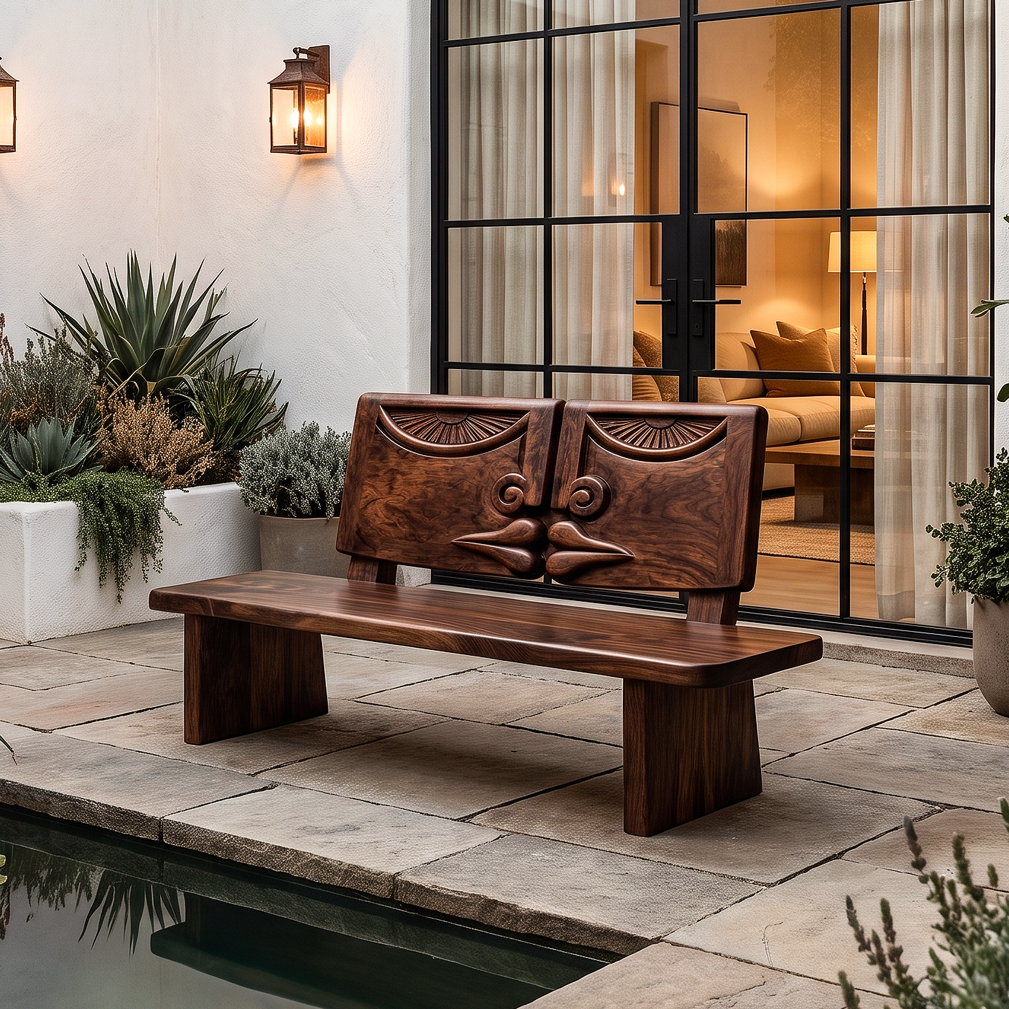 Organic Tree Branch Bench Solid Wood Garden Bench For Outdoor SINLHABEN134