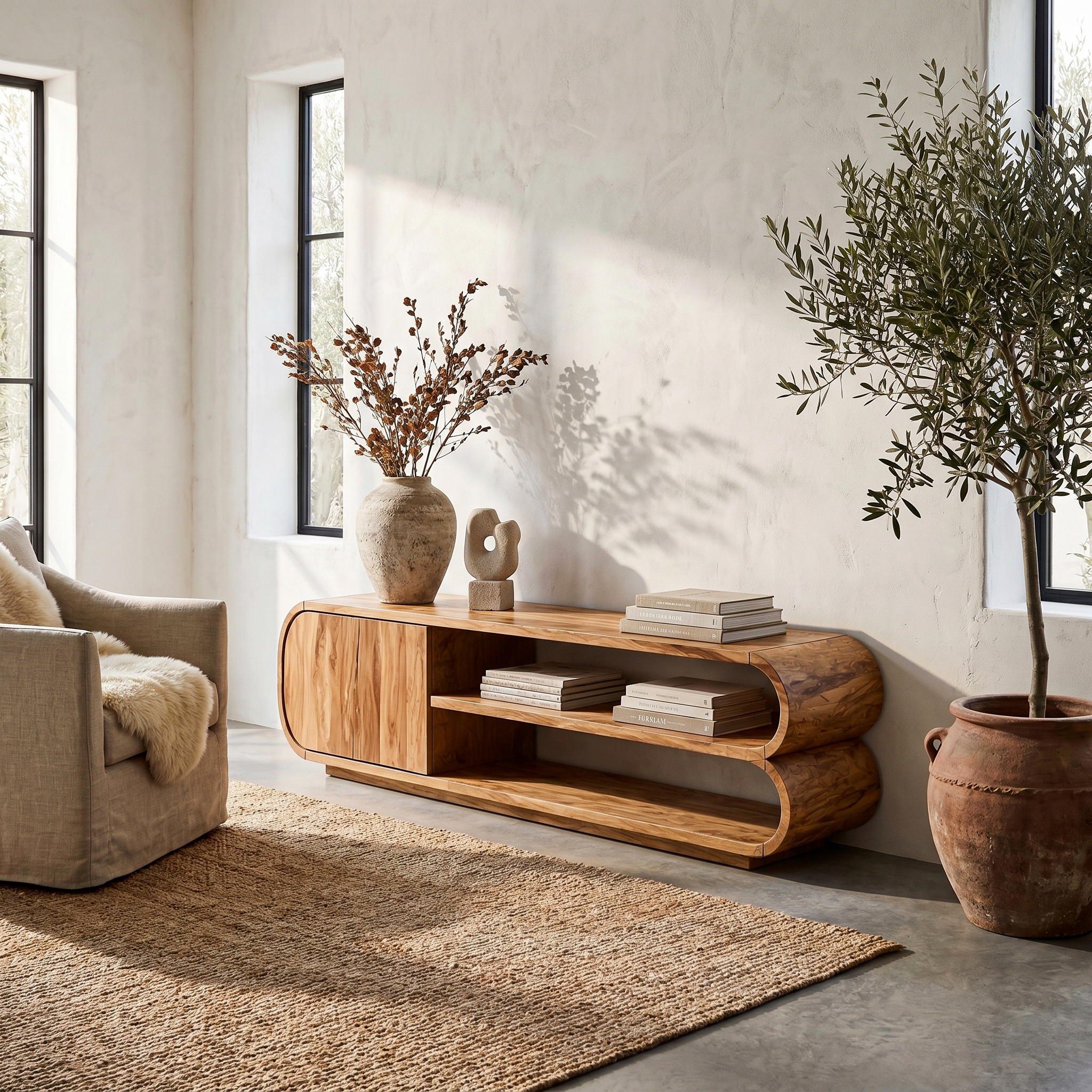 Contemporary TV Cabinet With Open Storage For Living Room SINLHATC038