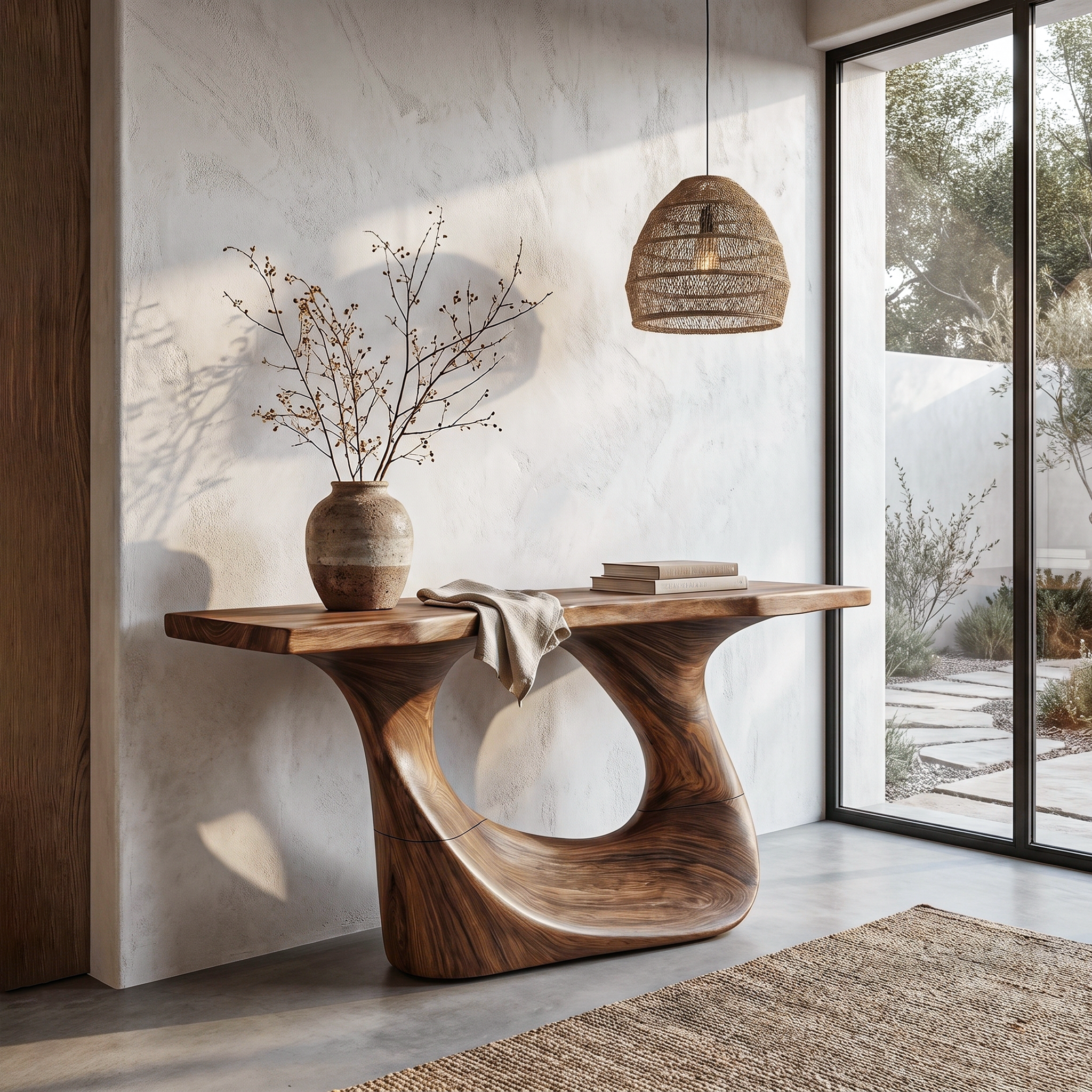 Contemporary Console Table With Unique Curved Structure For Entryway And Living Room SINLHACS572