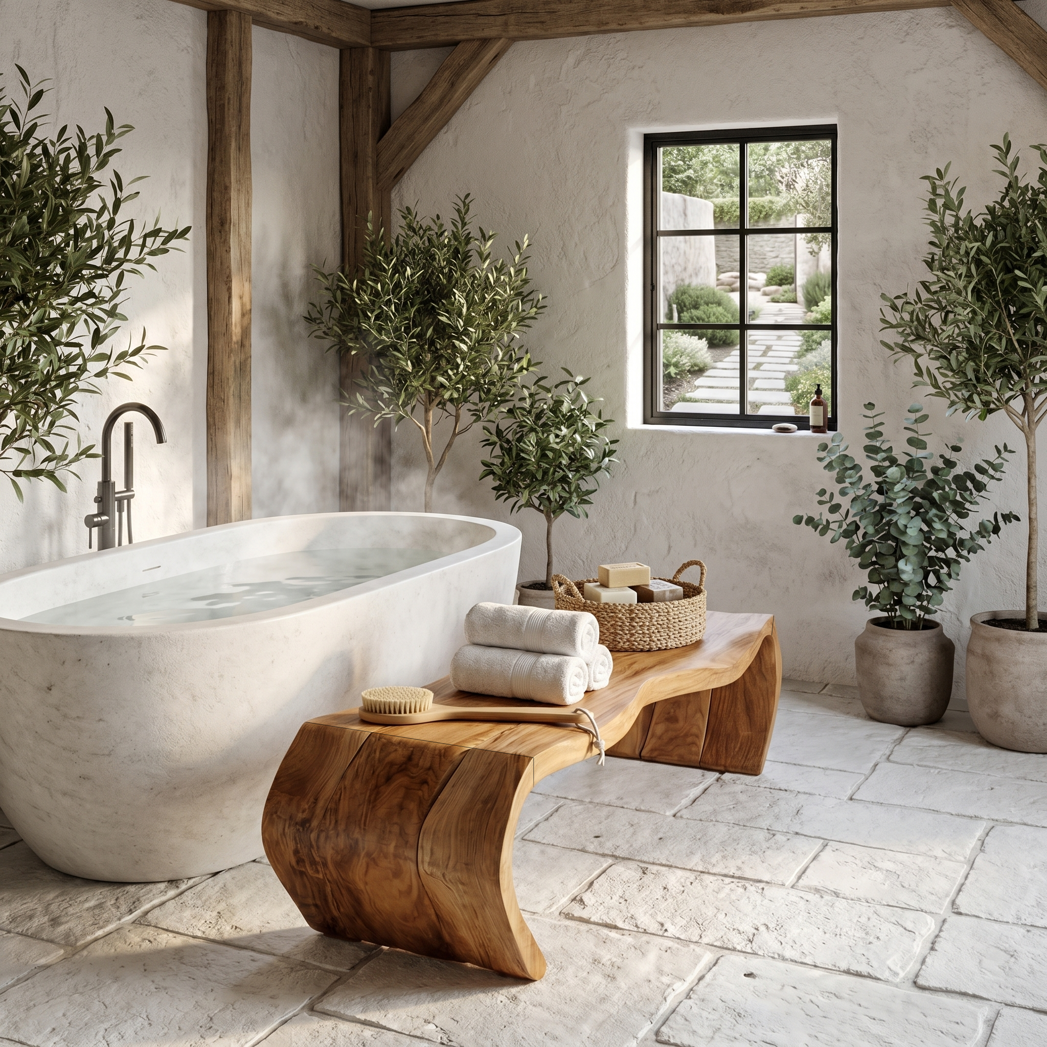 Handcrafted Wooden Shower Bench For Bathroom SINLHARS126