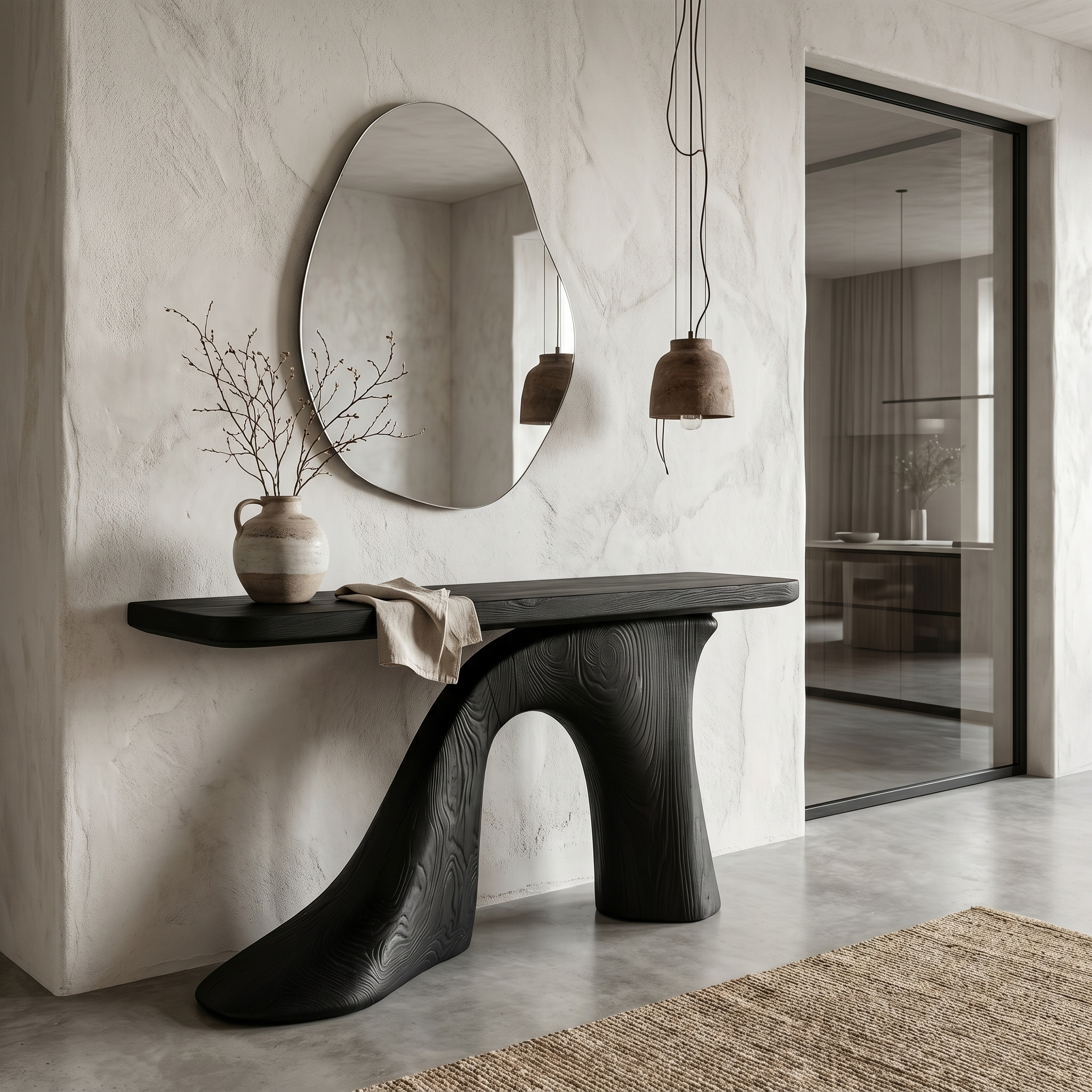 Modern Console Table Entryway Table With Sculptural Base For Living Room SINLHACS573