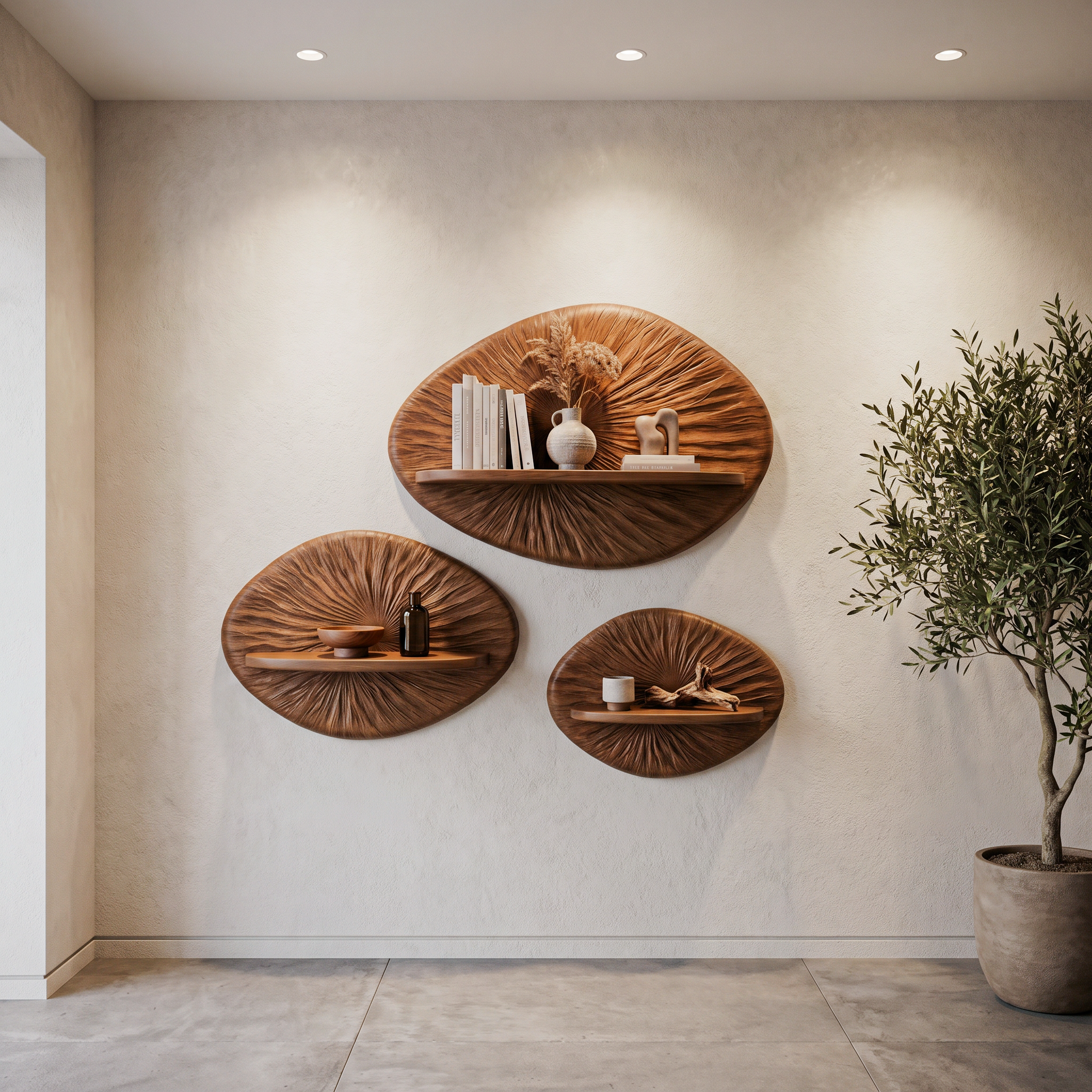 Round Sunburst Floating Wall Shelf For Living Room And Bedroom SINLHAFL536