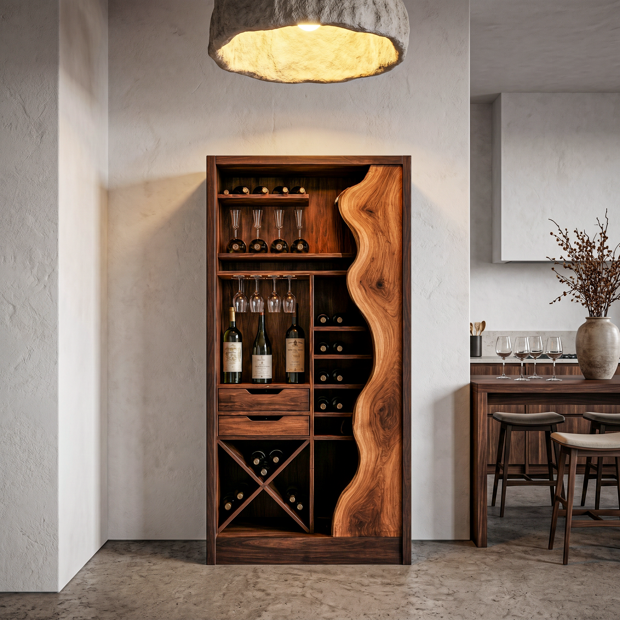 Farmhouse Wine Cabinet With Built In Bottle Storage And Display Niches SINLHAWR036