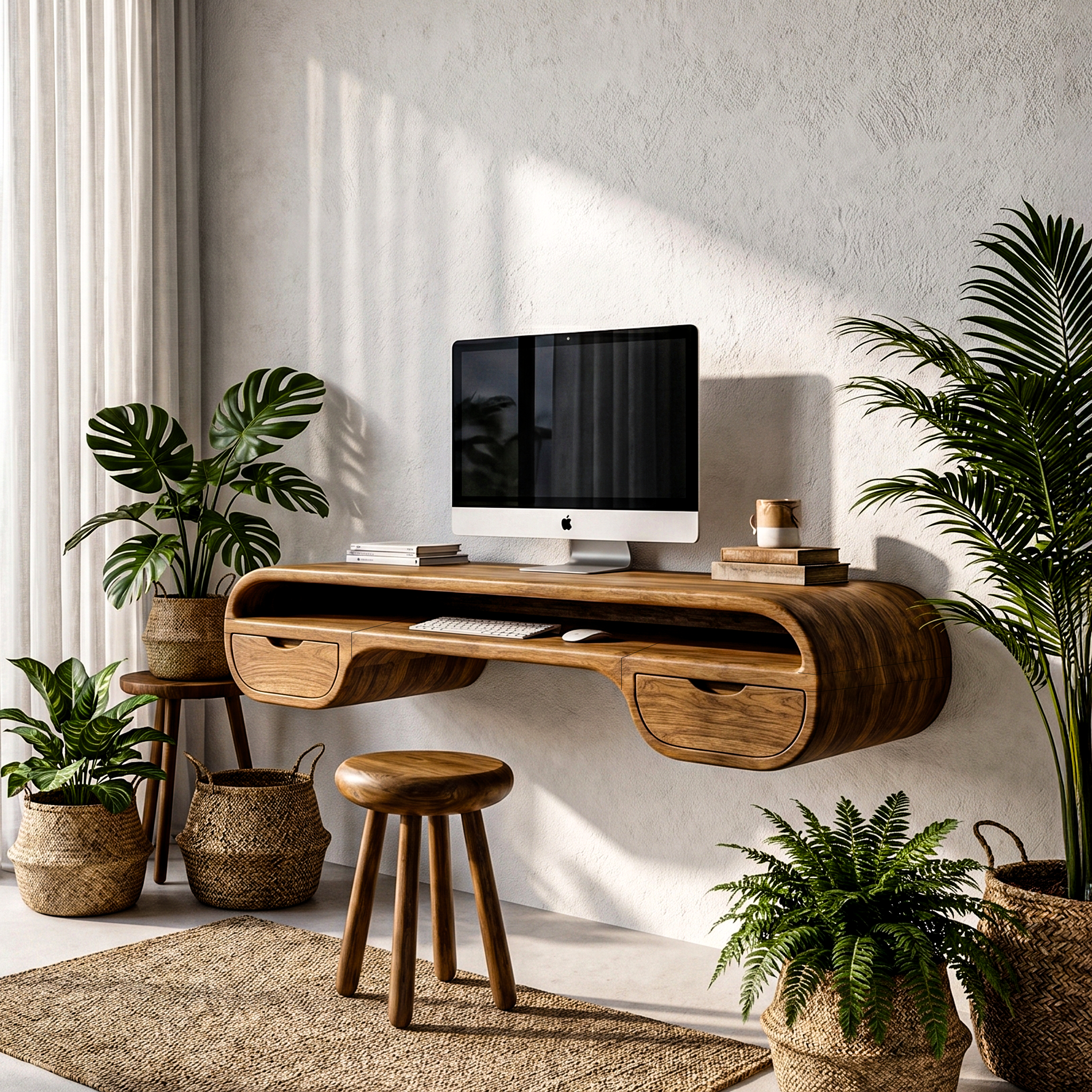 Contemporary Floating Desk With Integrated Drawer Storage For Workspace SINLHADK126