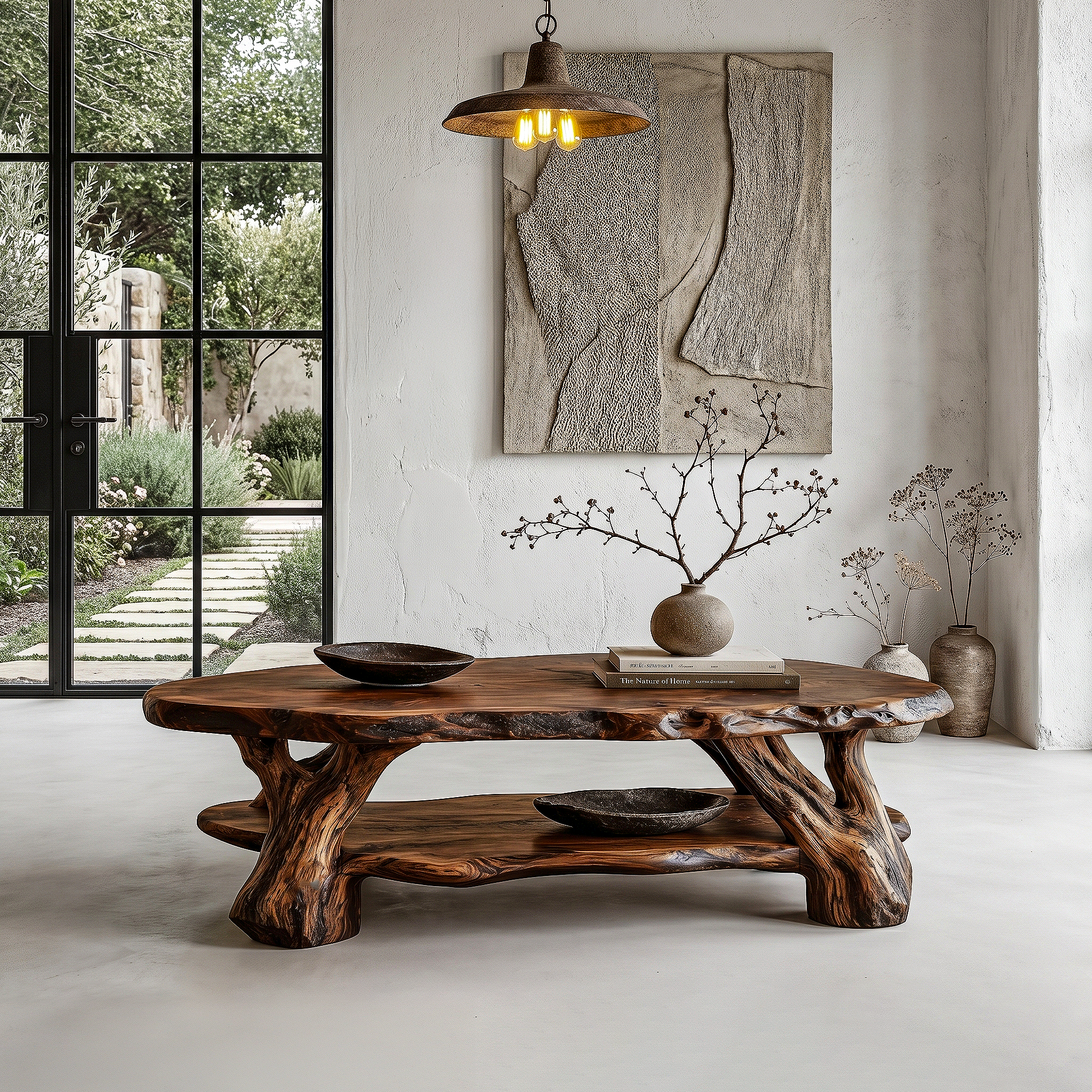Nature Inspired Coffee Table With Sculptural Root Wood Design For Living Room SINLHACF390