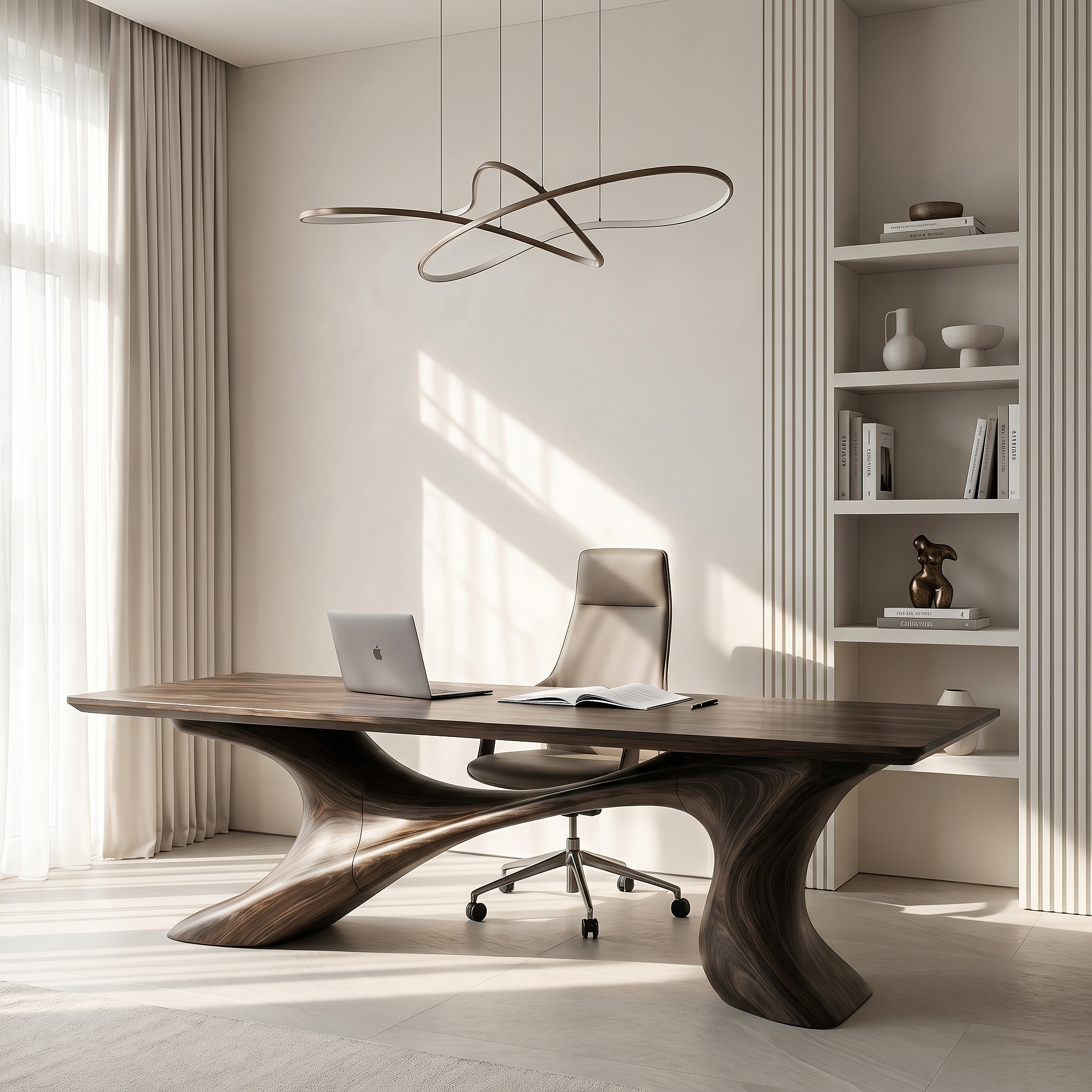 Sculptural Office Desk Organic Modern Furniture For Executive Workspace SINLHADK142
