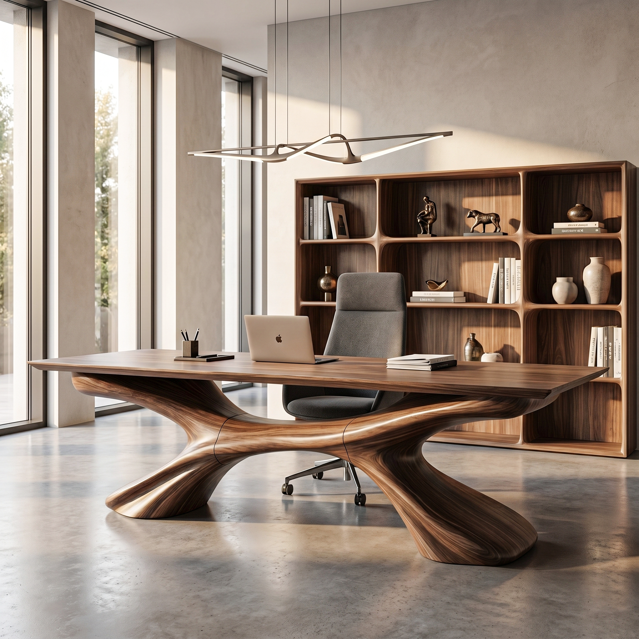 Modern Executive Desk Sculptural Design For Home Office Workspace SINLHADK143