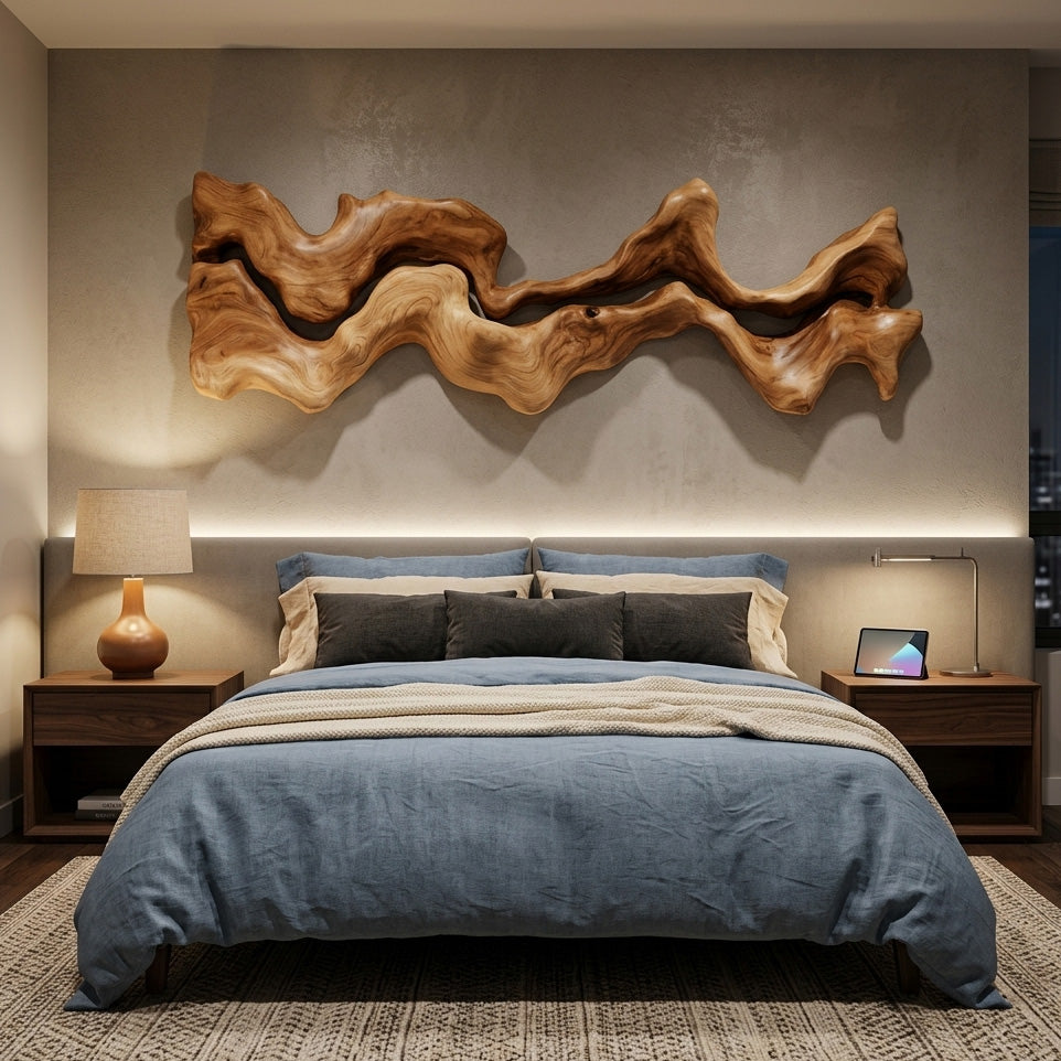 Abstract Carved Wall Art Sculpture For Living Room SITHHNWA010