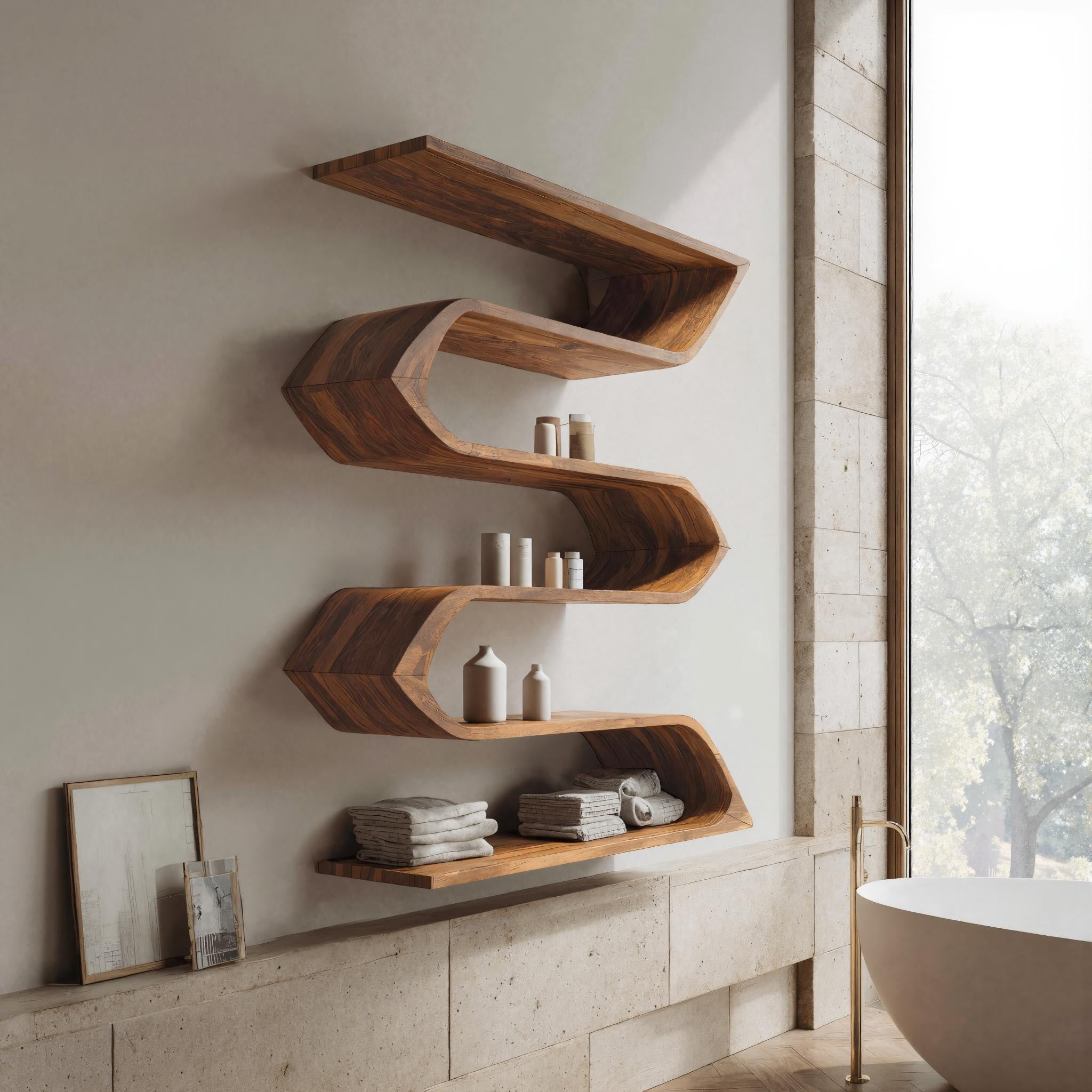 Modern Sculptural Wall Mounted Bathroom Storage For Bathroom RTTHHNBAS024