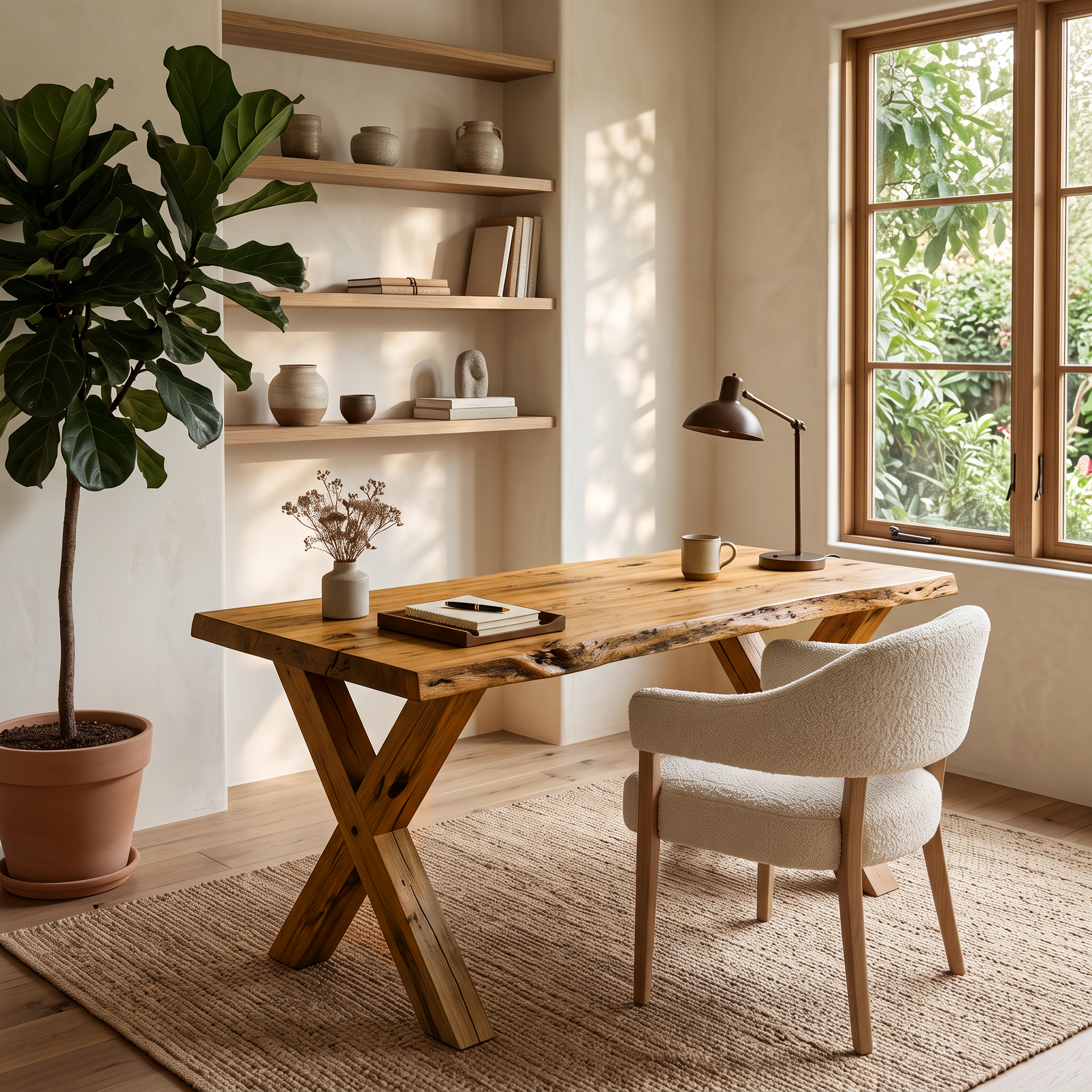Modern Sculptural Live Edge Desk With Curved Legs For Studio SITHTTDE038