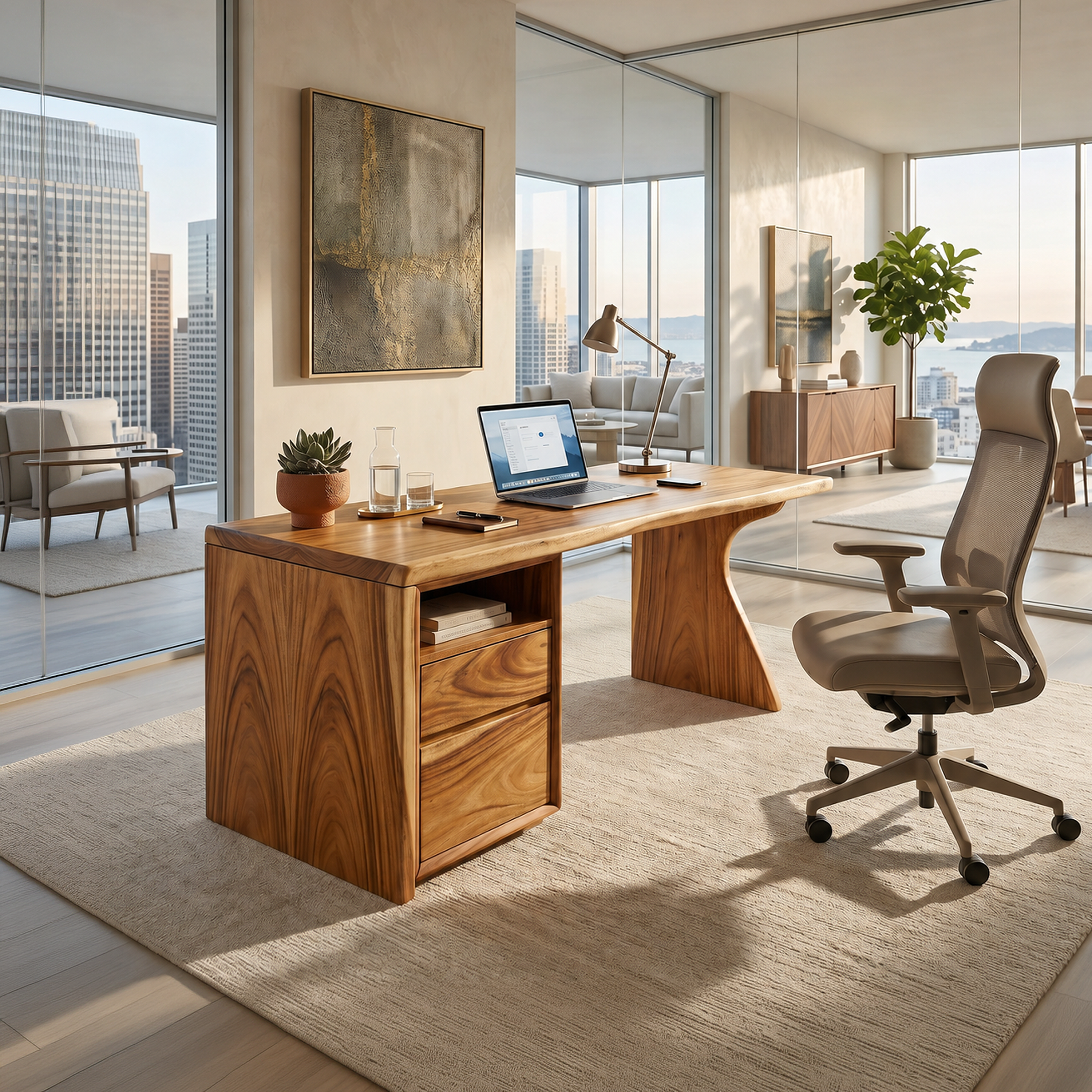 Contemporary Laptop Desk With Side Storage For City Apartment Office SILDTTRDE007