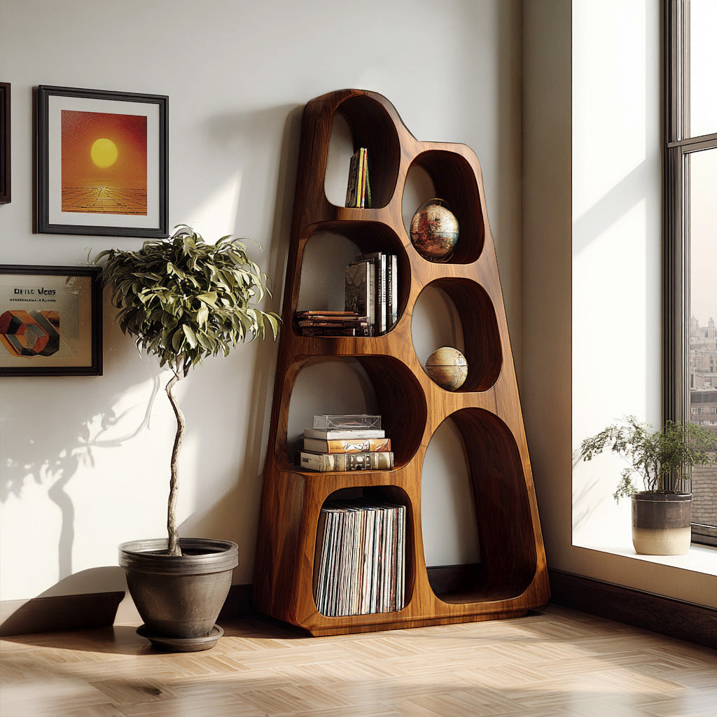 Organic Wooden Bookshelf For Japandi Furniture Decor RTTHHNBS151
