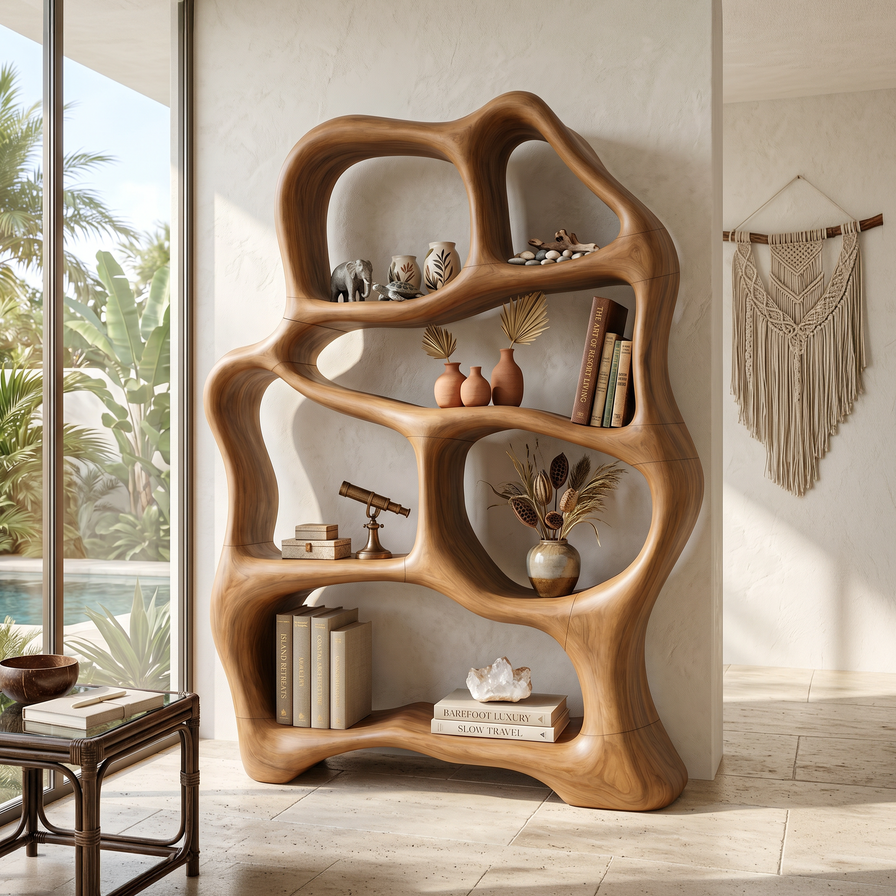 Organic Flow Bookcase For Cozy Reading Corner SILDTTNBS036