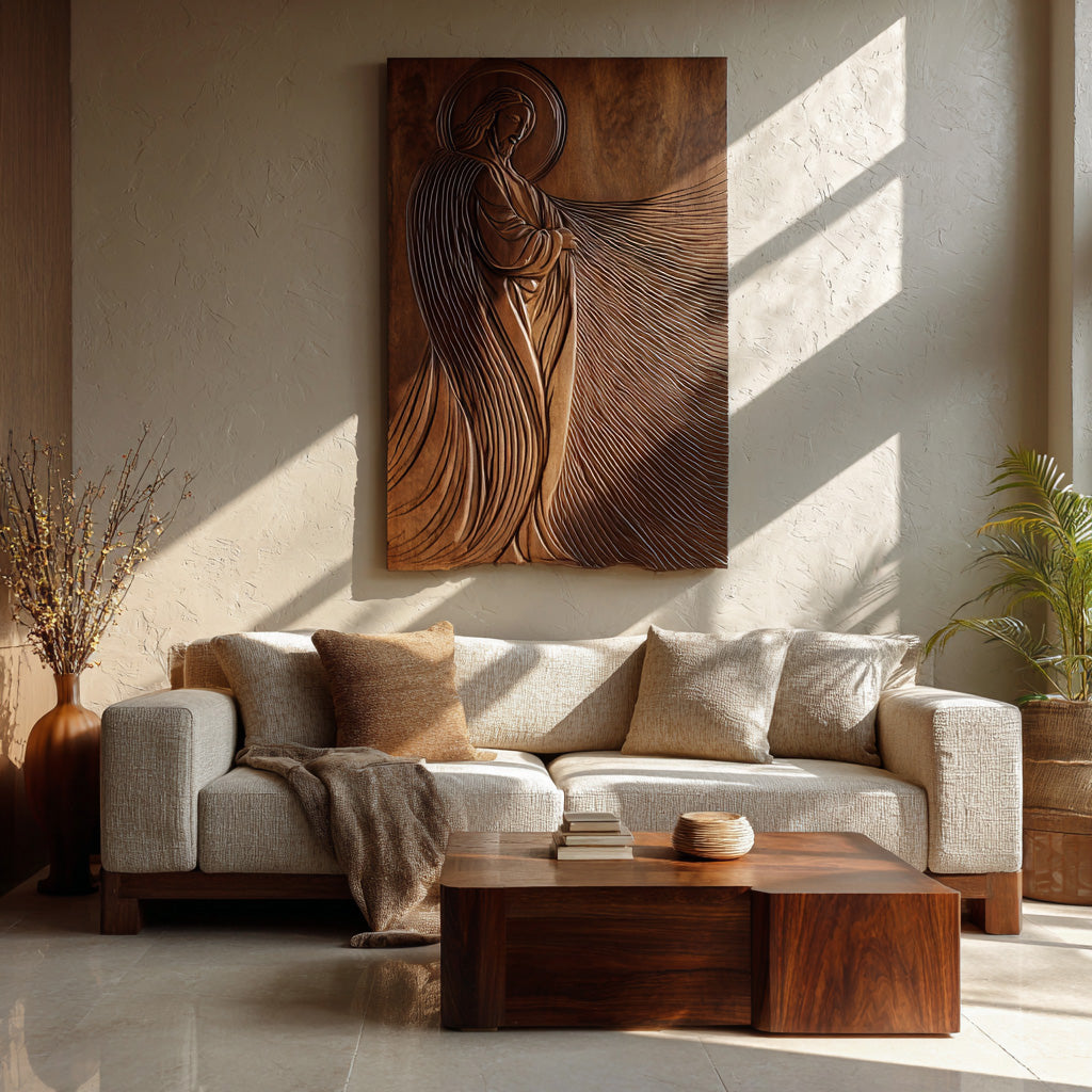 Modern Sacred Wood Carving Wall Art For Living Room RTTHHNWA200