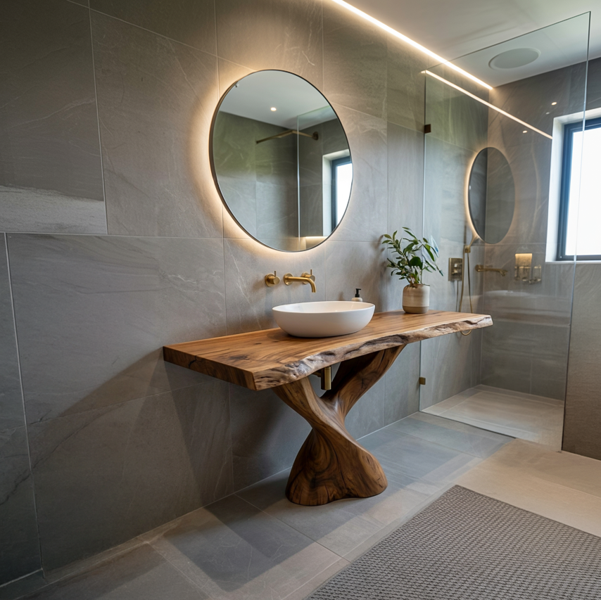 Modern Bathroom Vanity With Twisted Base For Spa Bath RTTHTTBRV019