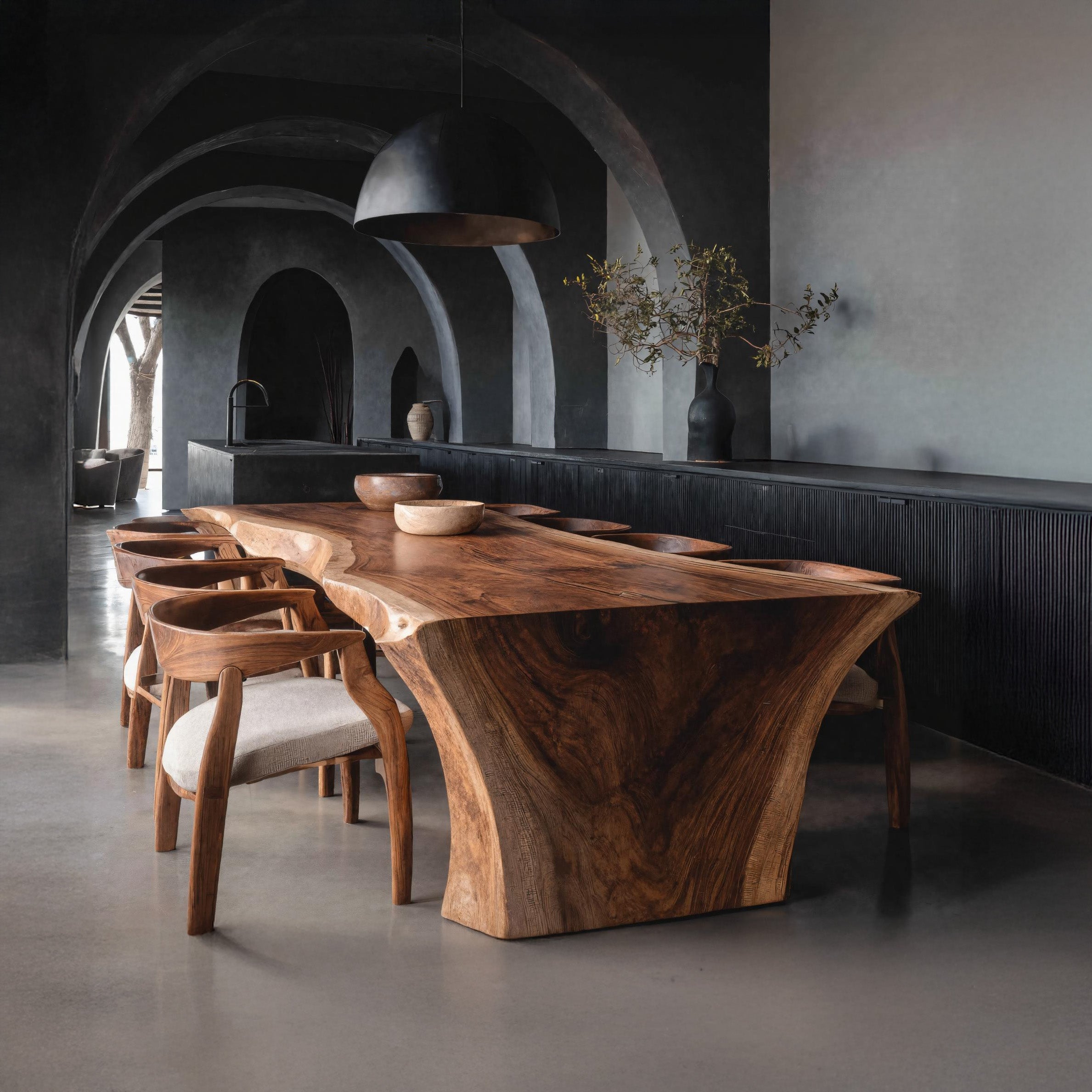 Organic Wooden Dining Table With Live Edge For Dining Room RTTHHNDN041