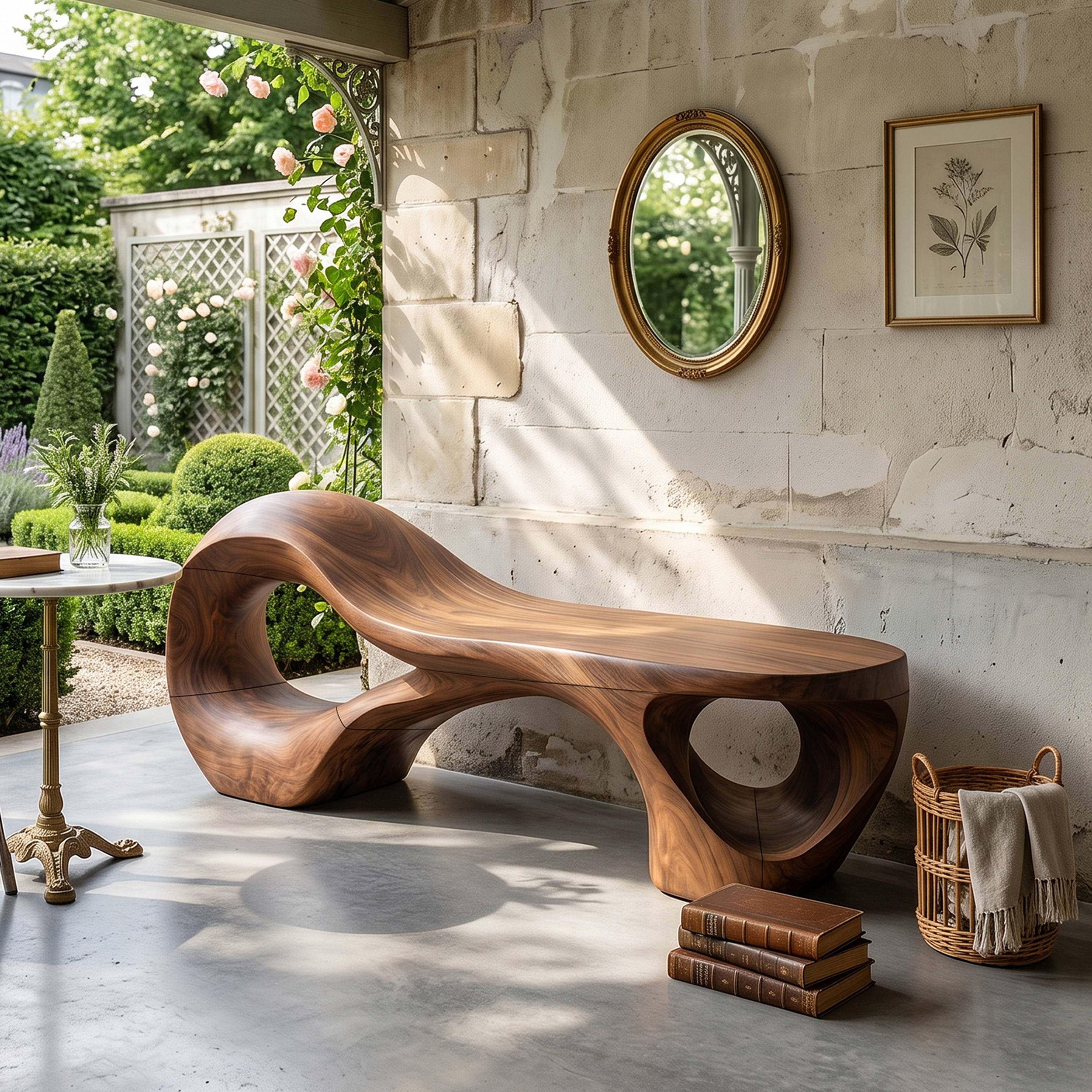 Contemporary Arched Cutout Bench For Courtyard Interior Area SILDTTNBEN021