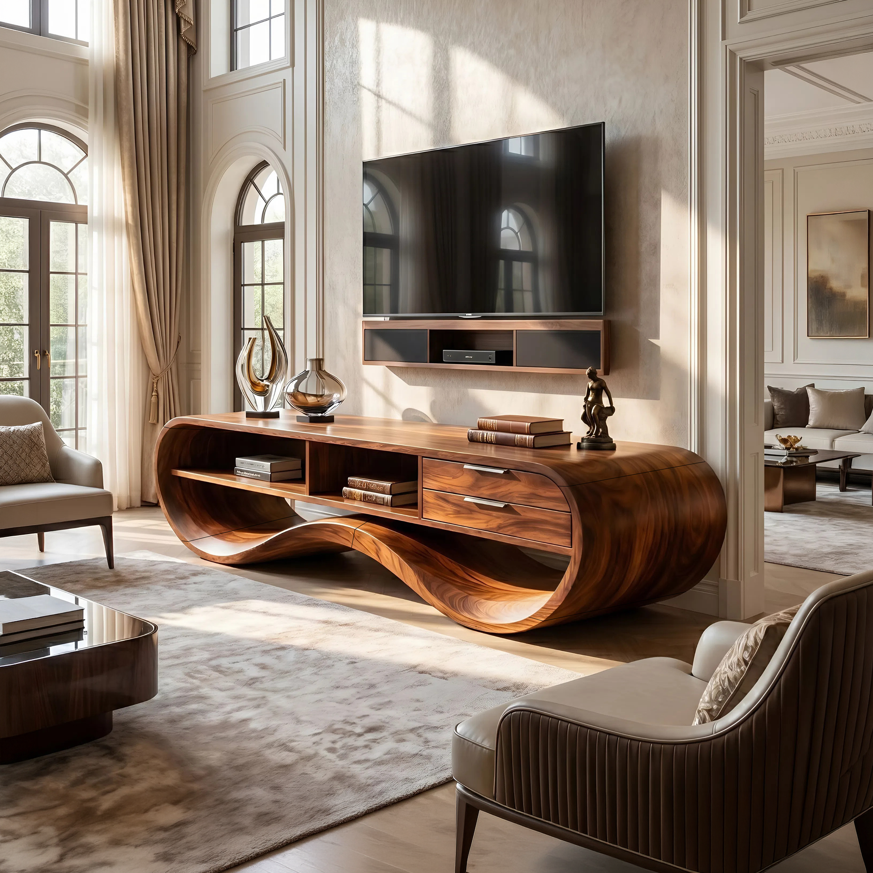 Modern Streamline TV Cabinet For Living Room Space SILDTTNTVC116