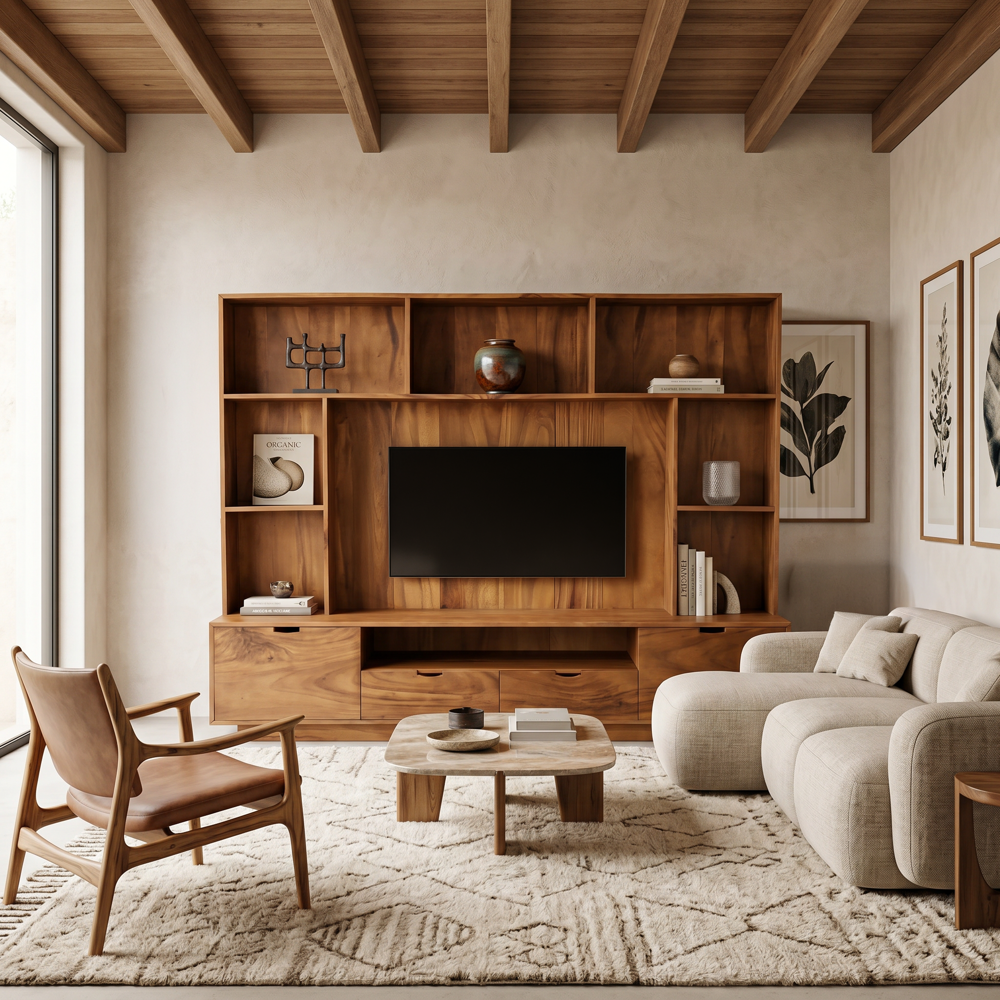 Modern TV Wall Unit With LED Shelves For Living Room SITHTTTVC013