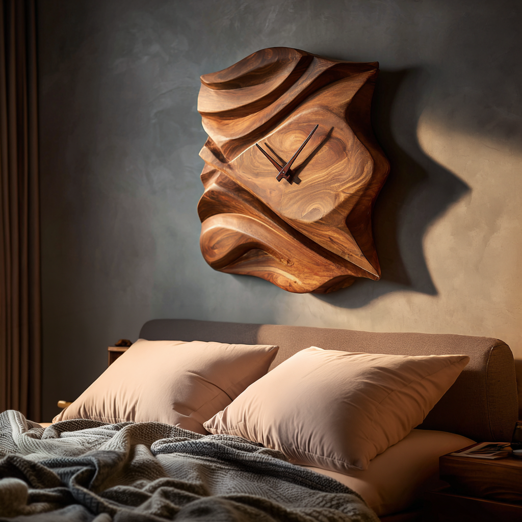 Contemporary Wooden Wall Clock For Bedroom Accent RTTHTTWAC008