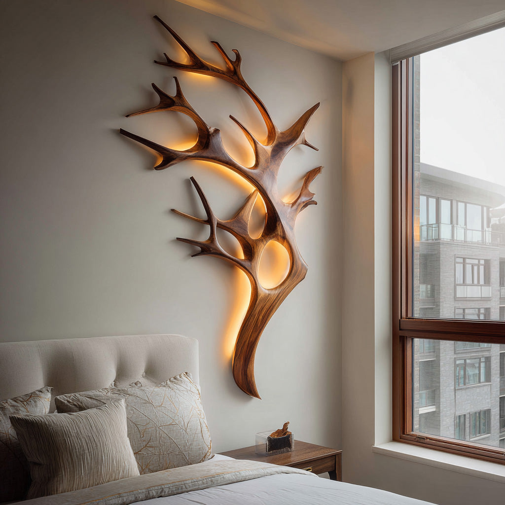 Contemporary Wooden Tree Wall Light For Bedroom RTTHHNLAM063
