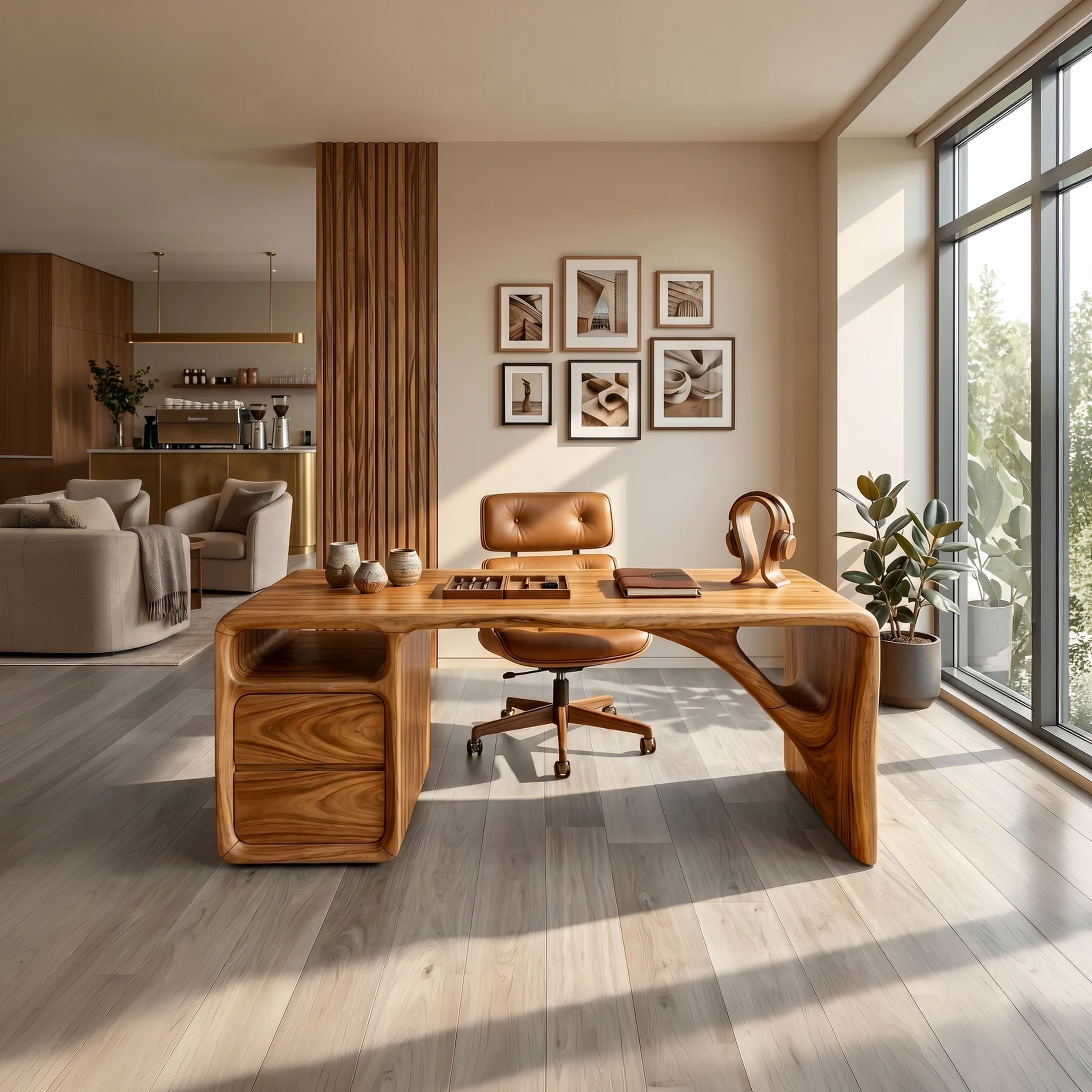 Modern Office Desk With Sculptural Base For Open Living Workspace SILDTTRDE002