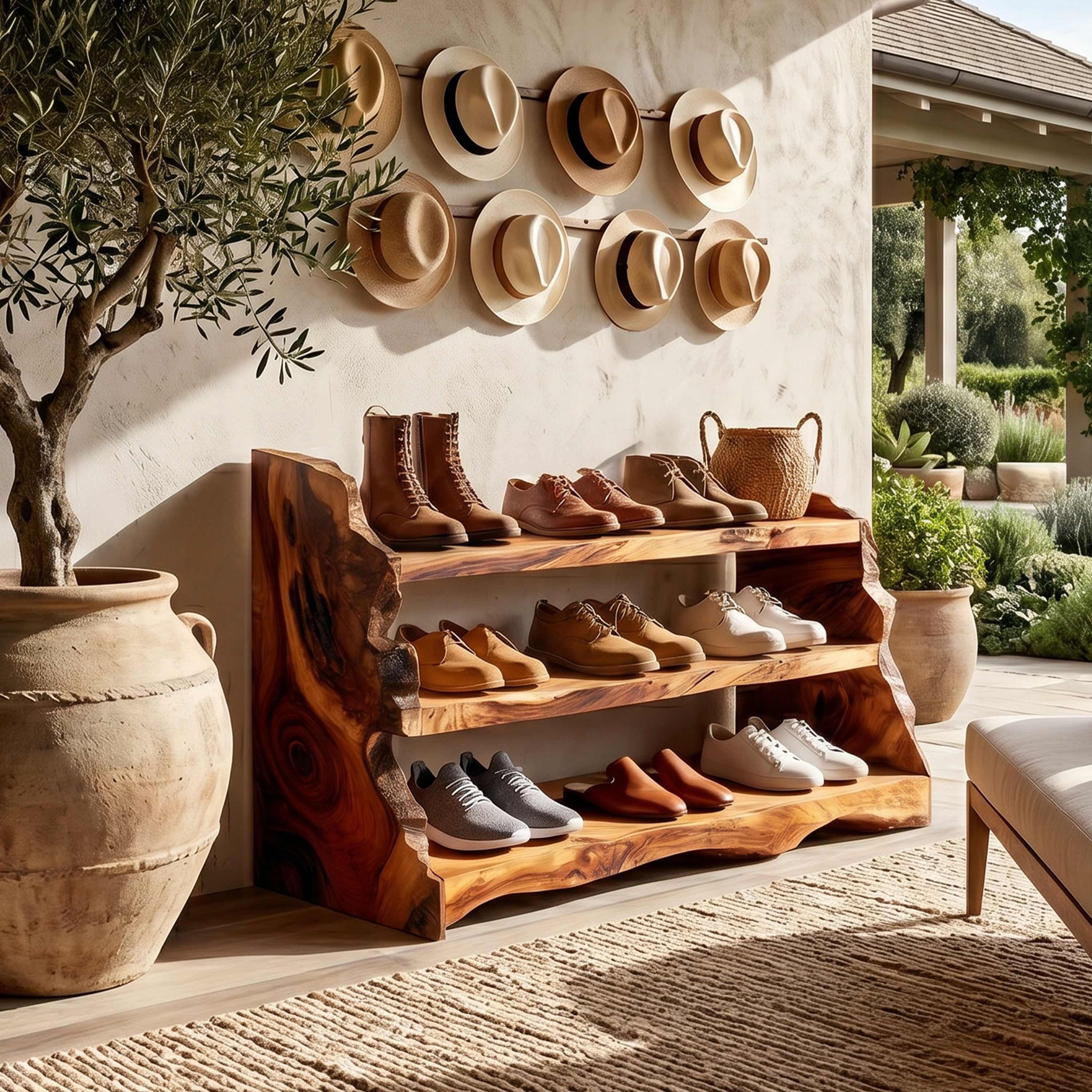 Rustic Vertical Shoe Rack For Cabin Entryway Storage Section SILDTTRSHB022