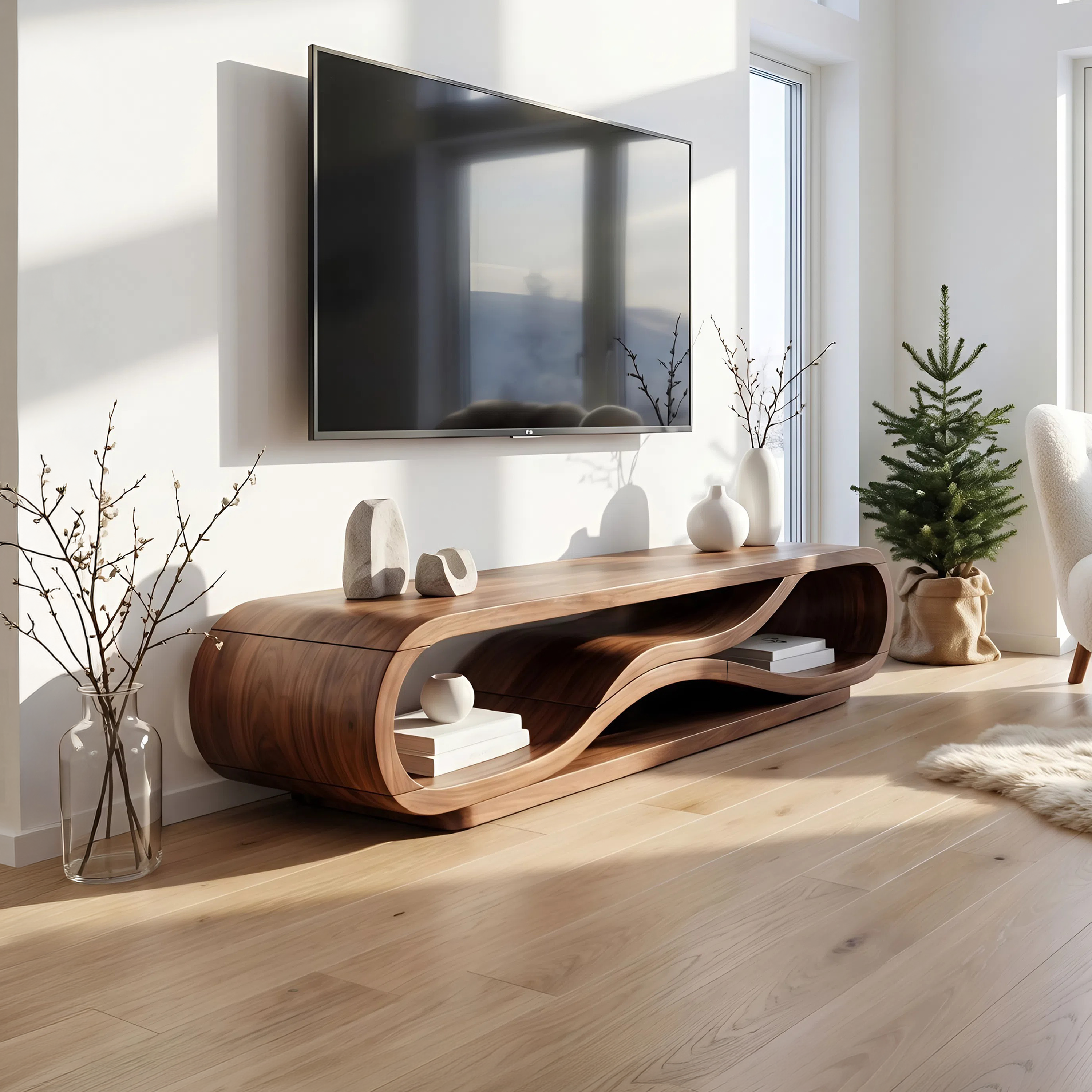 Modern Curved TV Cabinet For Home Interior SILDTTNTVC121