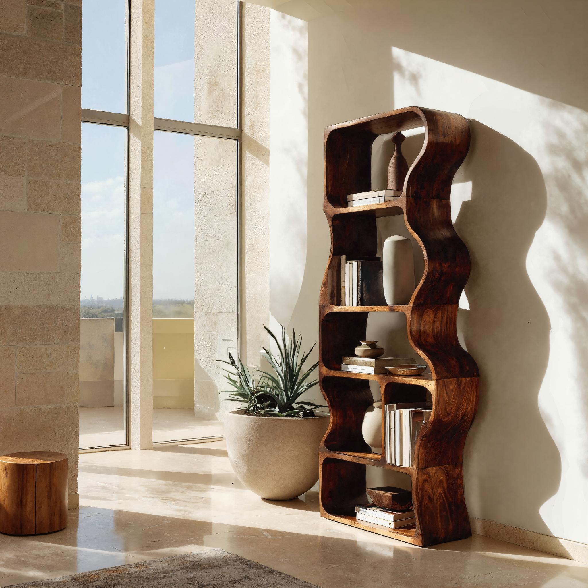 Organic Standing Shelf With Flowing Edges For Living Room RTTHHNSS010