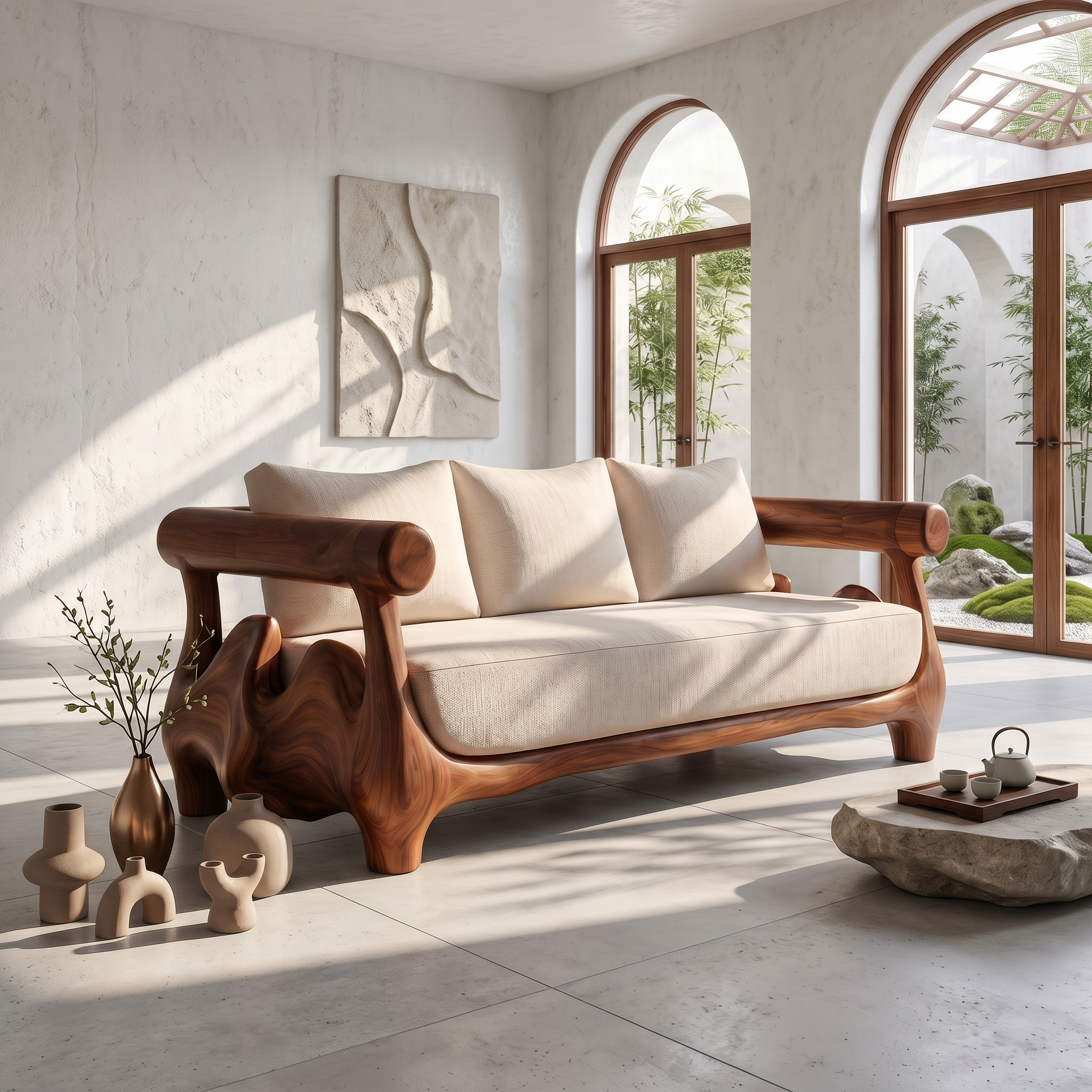 Statement Sofa Frame With Sculptural Tree Inspired Structure For Living Room SINLSASF053