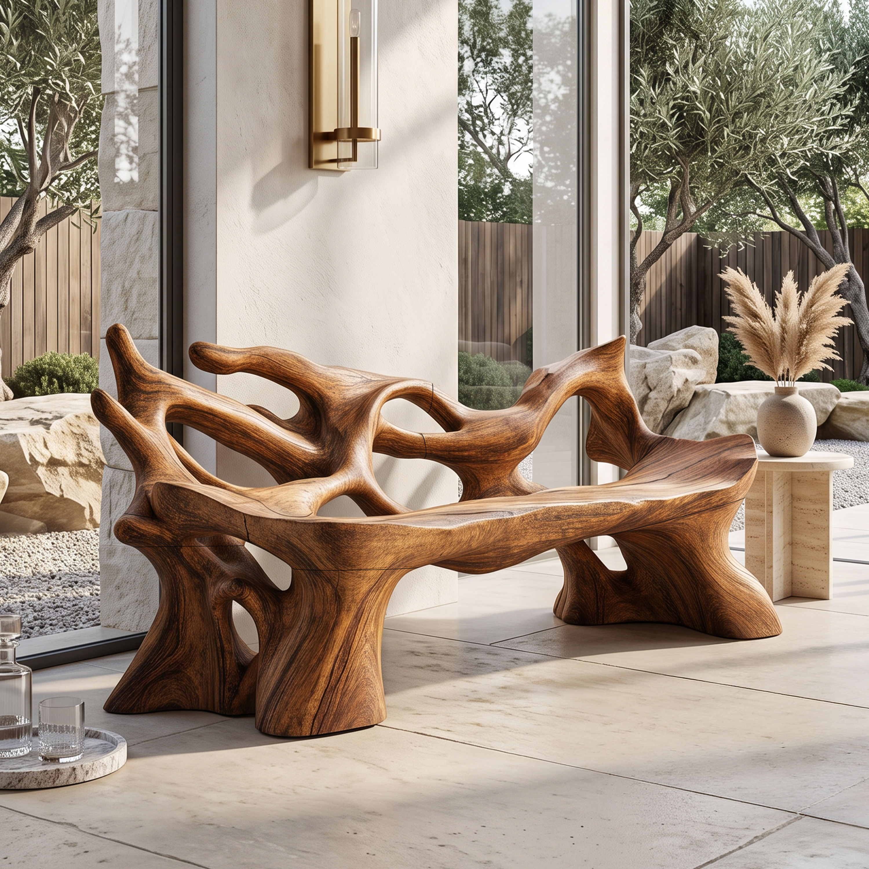 Farmhouse Wooden Bench For Weather Resistant Patio Decor SILDTTNBRB016