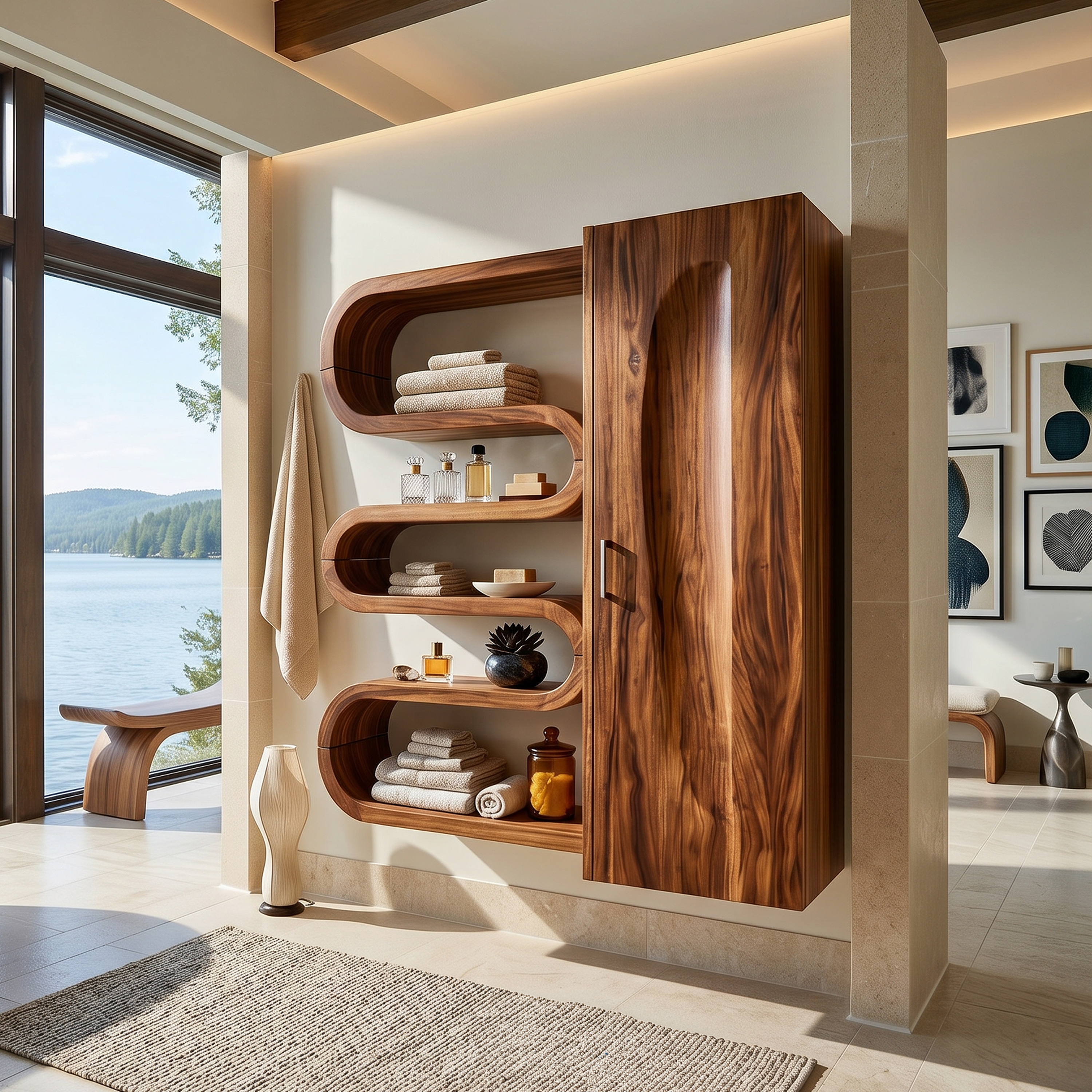 Modern Sculptural Bathroom Cabinet Wellness Room SILDTTRBRC015