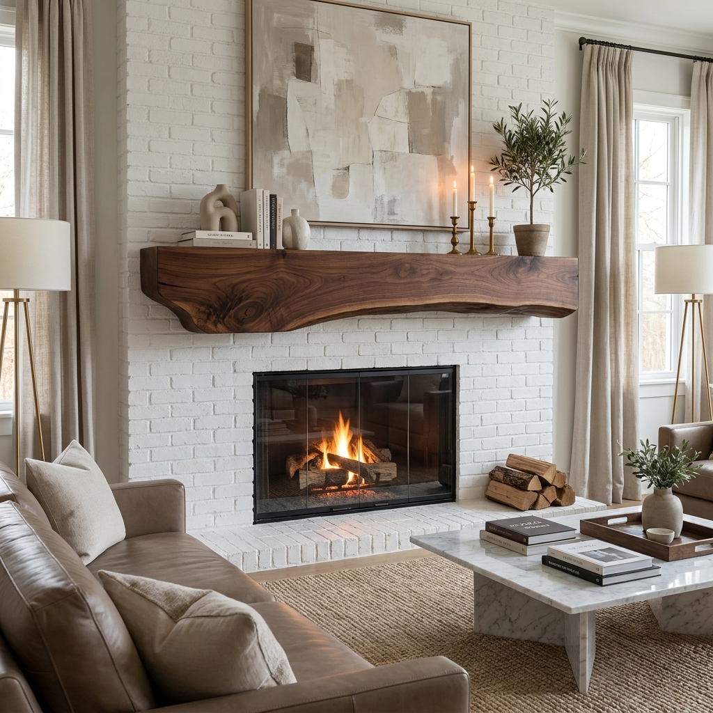 Rustic Fireplace Mantel With Solid Beam For Living Room SITHTTFS010
