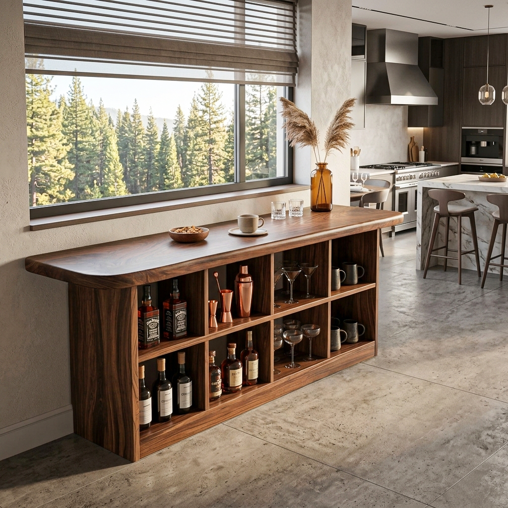 Wooden Bar Table With Storage For Compact Kitchen Or Coffee Bar SITHTTBTA005